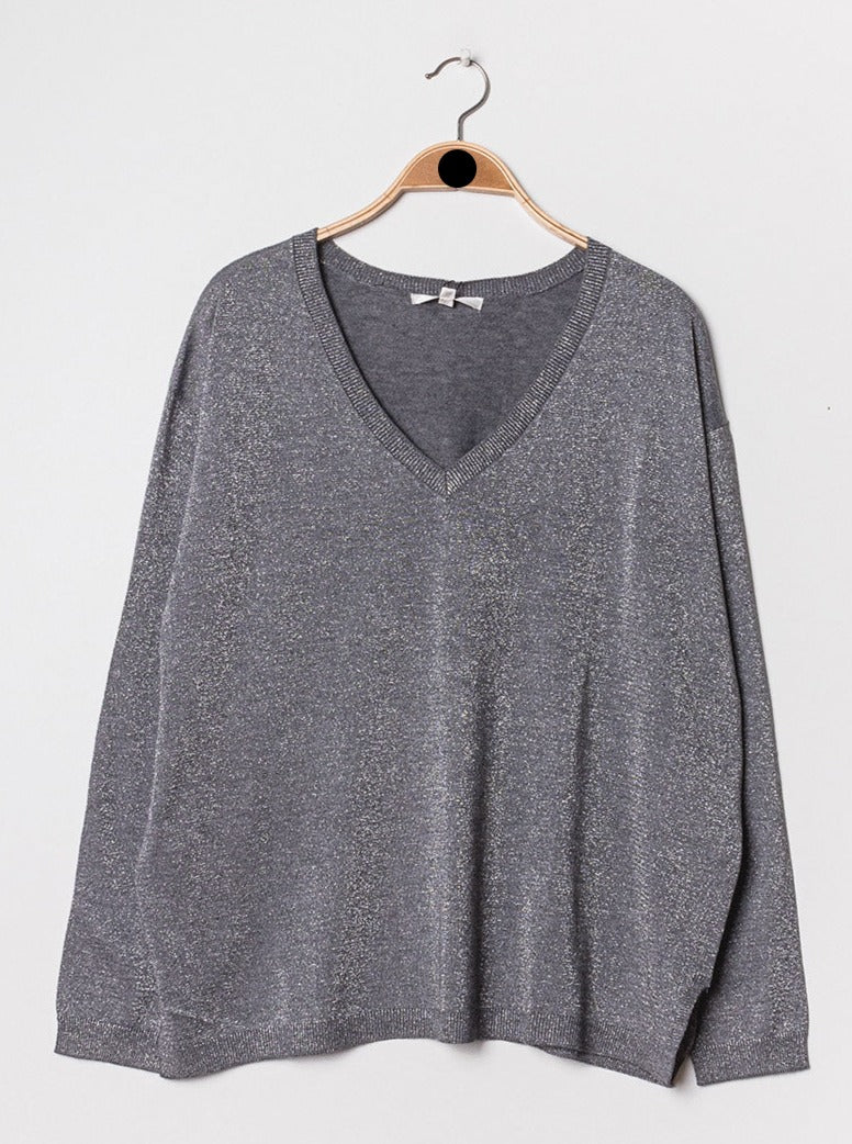 Pull V oversize lurex
