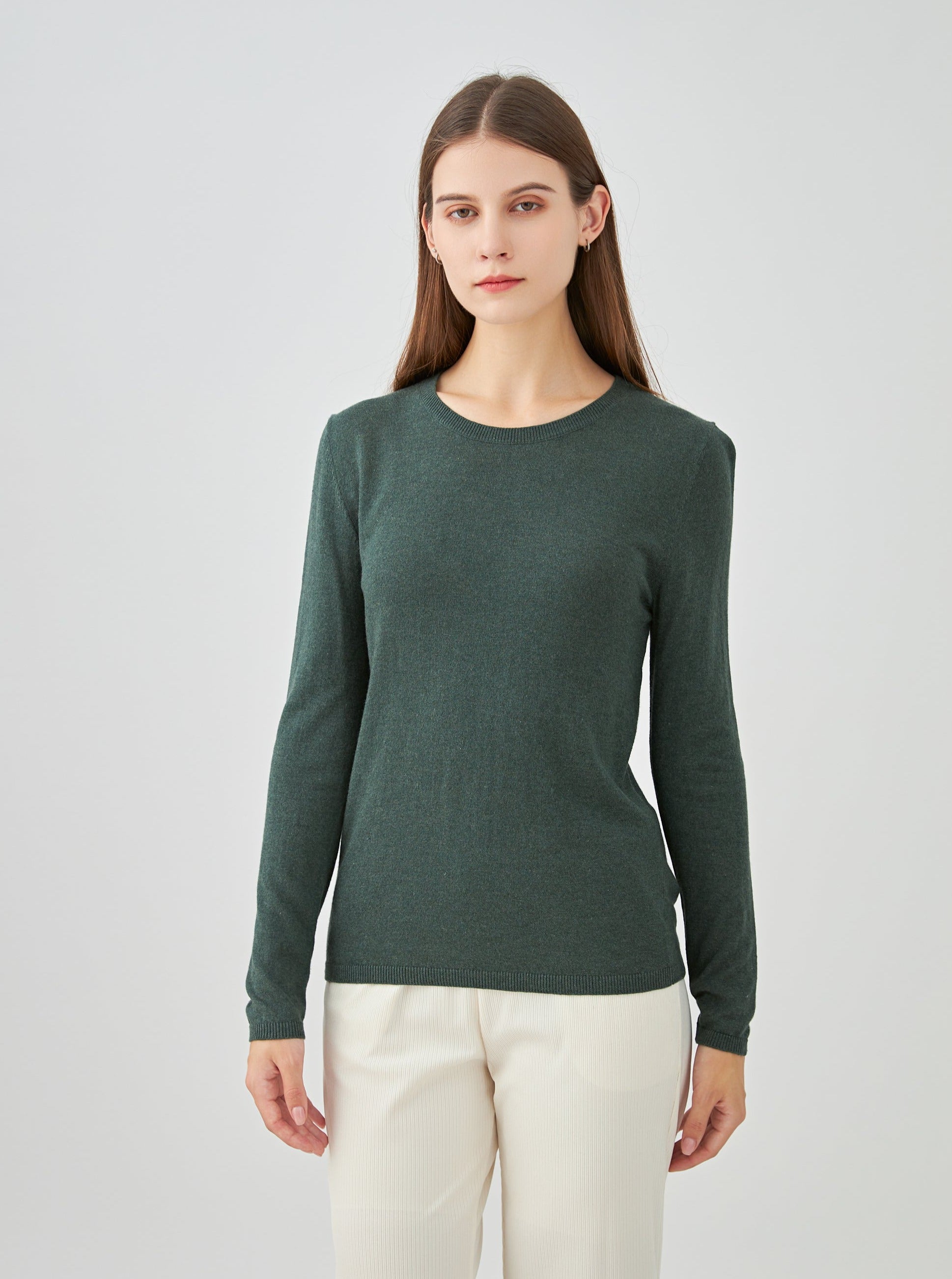 Pull col rond en soie et cachemire