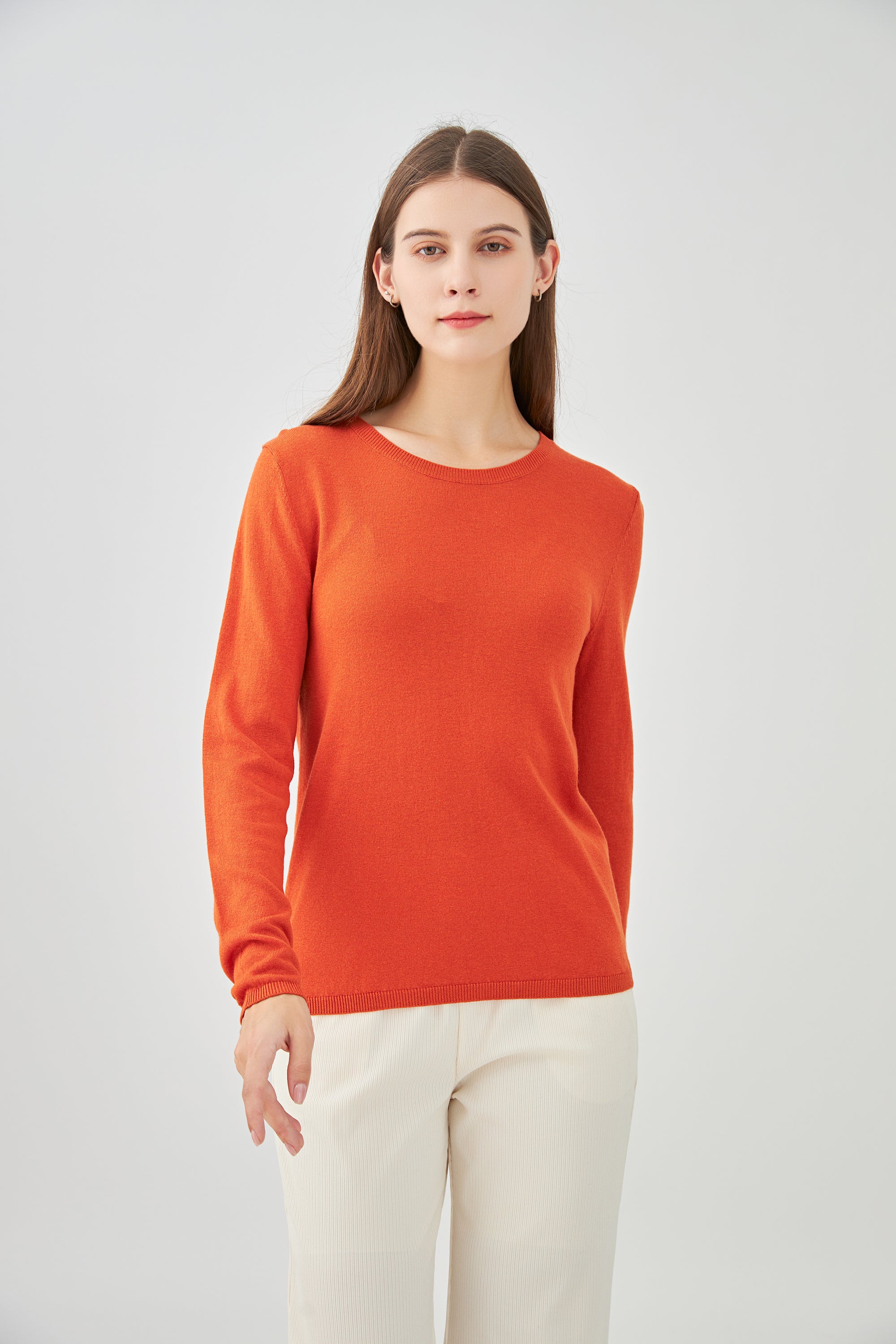 Pull col rond en soie et cachemire