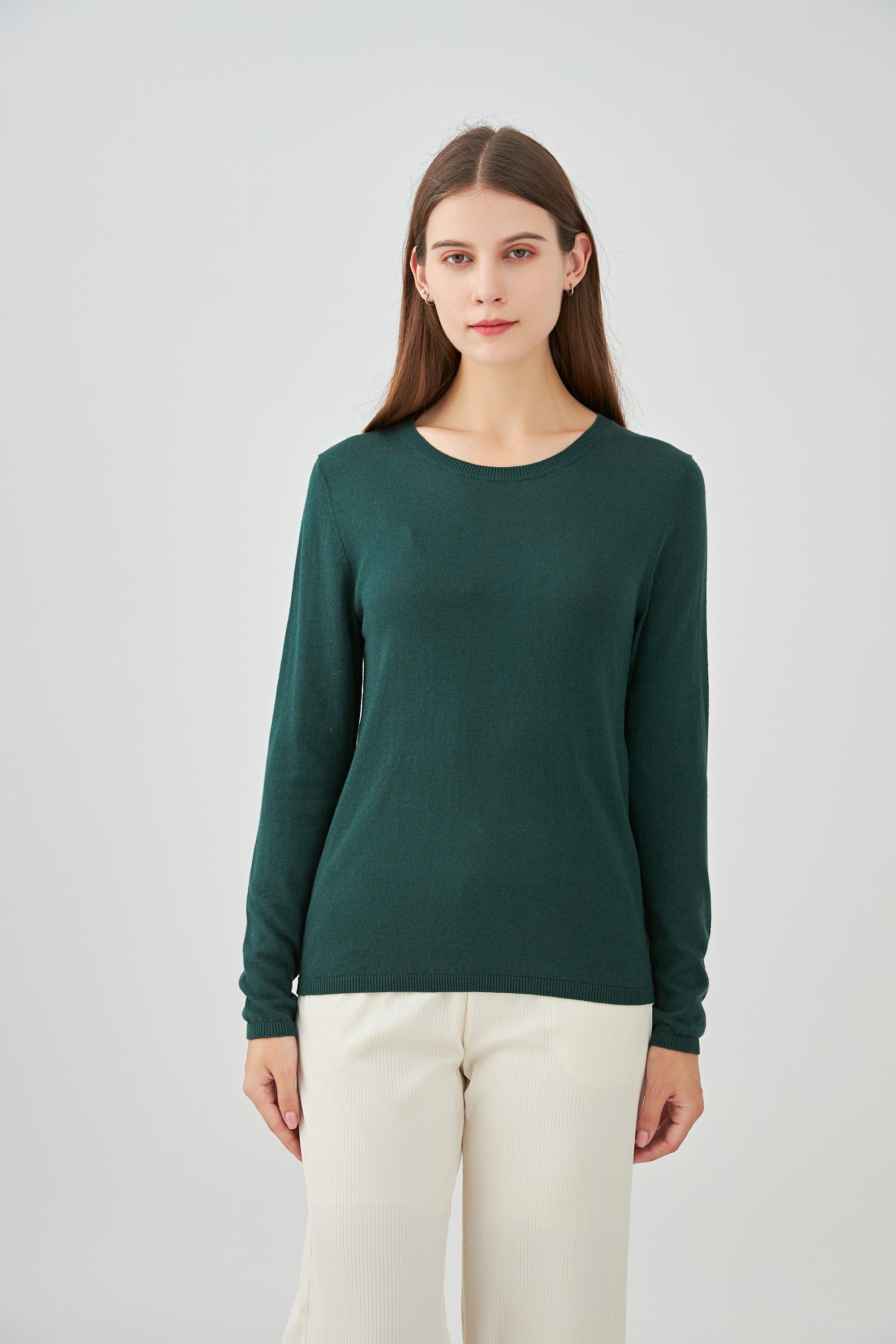 Pull col rond en soie et cachemire