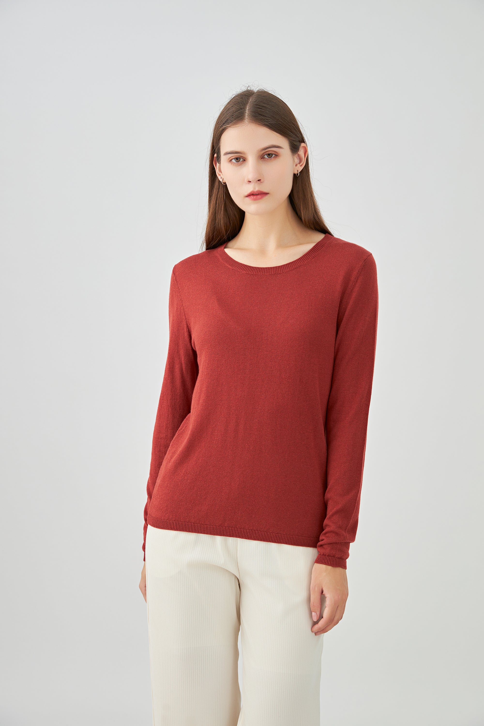 Pull col rond en soie et cachemire