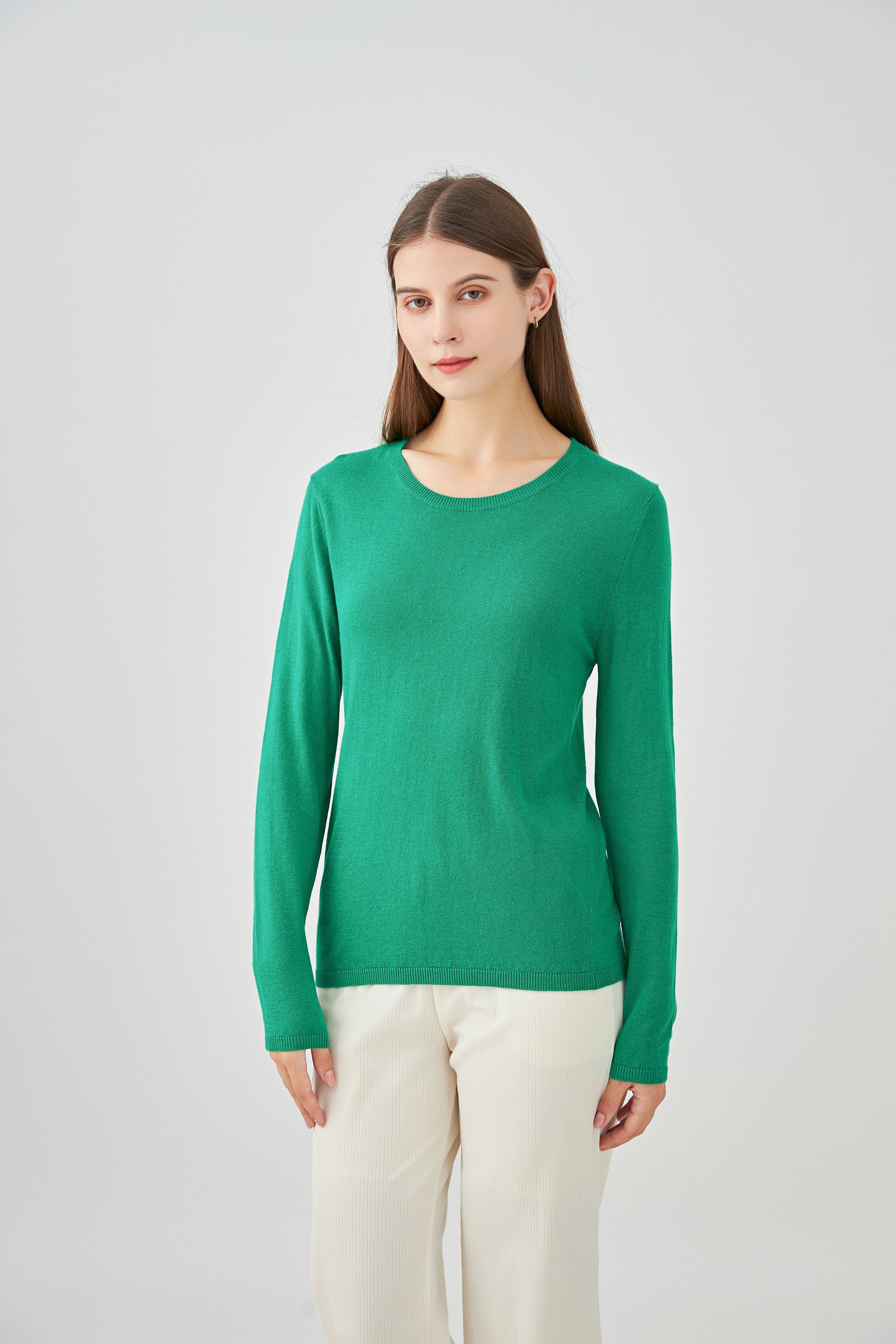 Pull col rond en soie et cachemire
