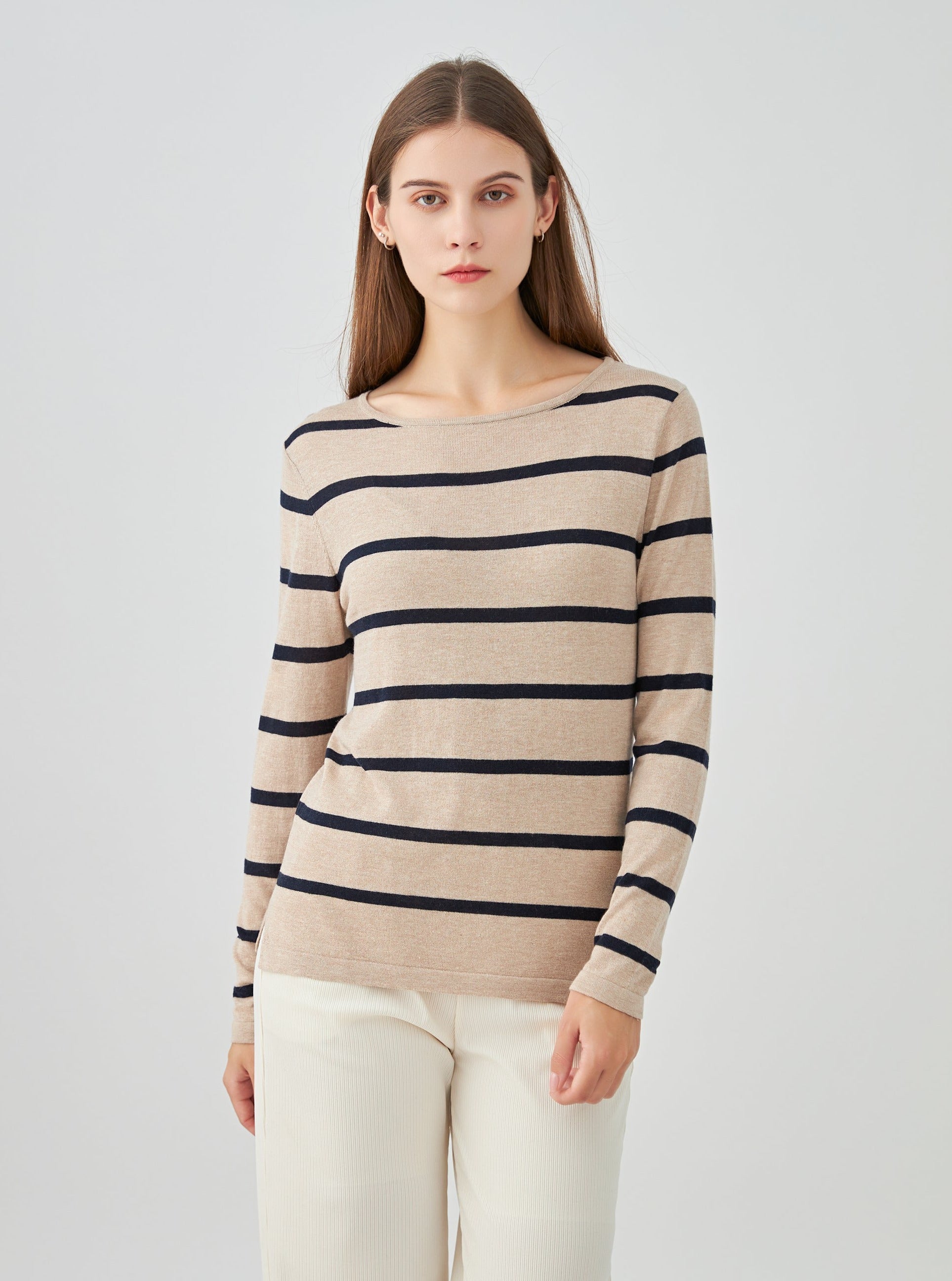 Pull marinière en soie et cachemire