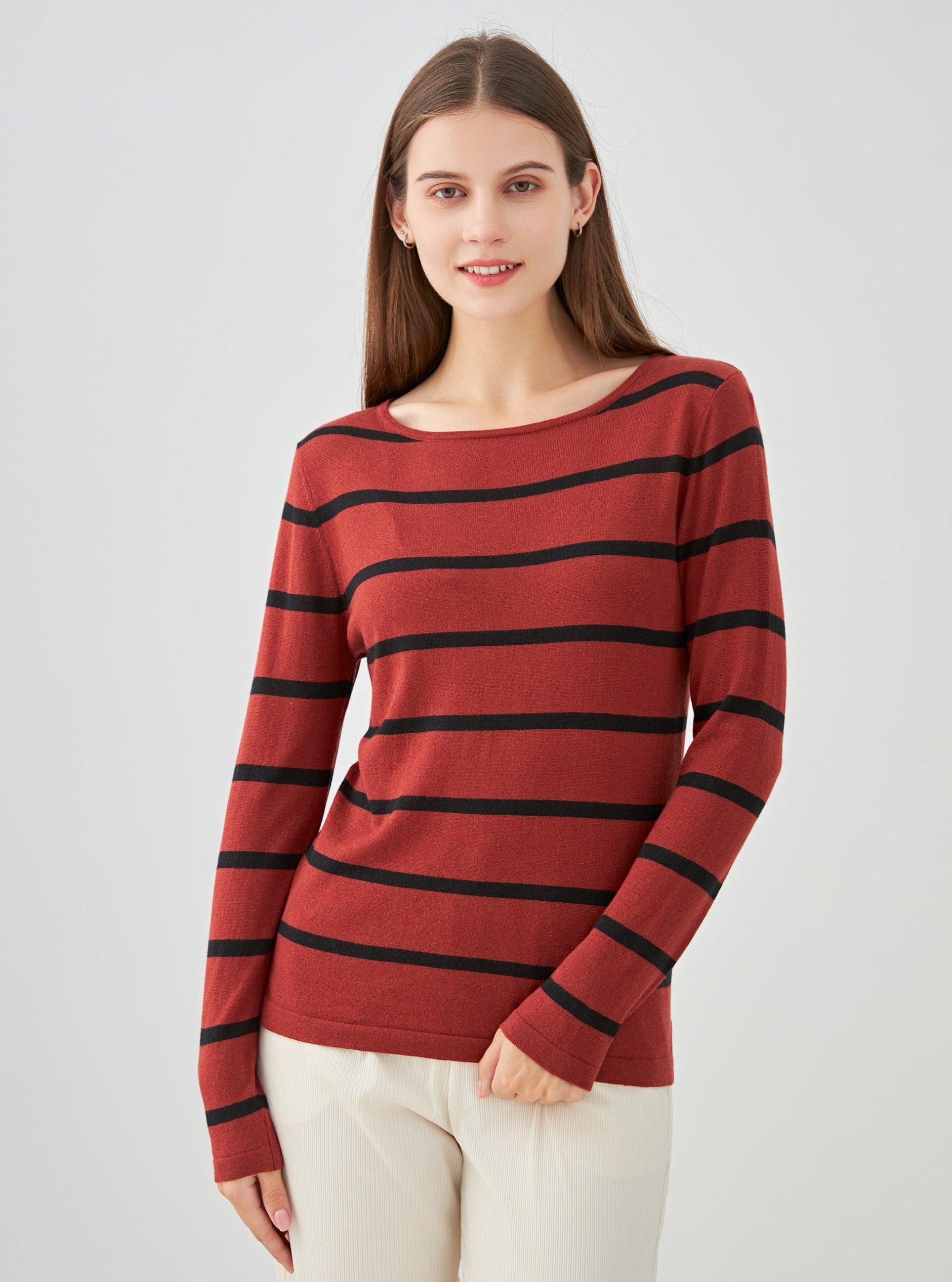 Pull marinière en soie et cachemire