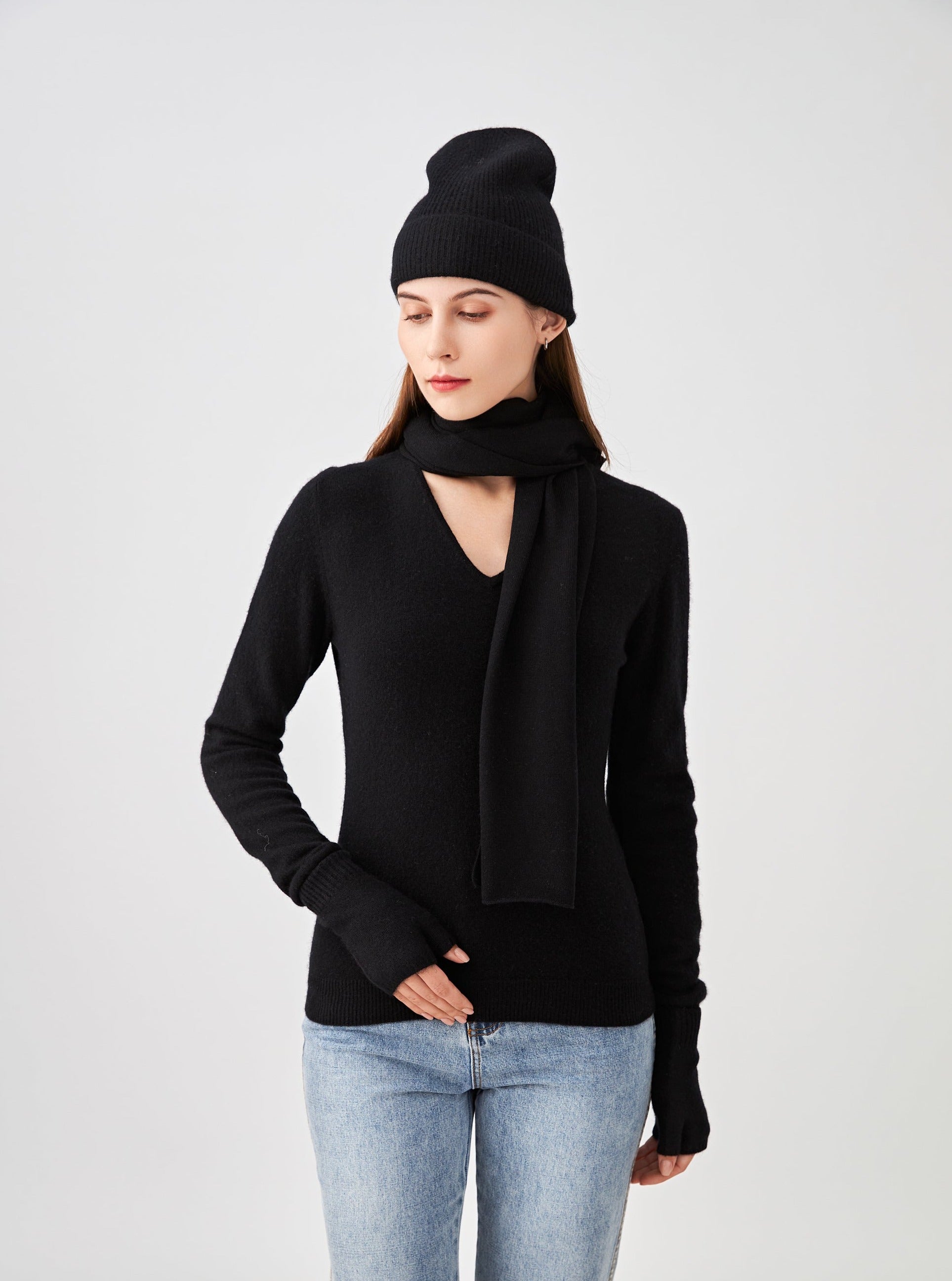 Pull col V en cachemire