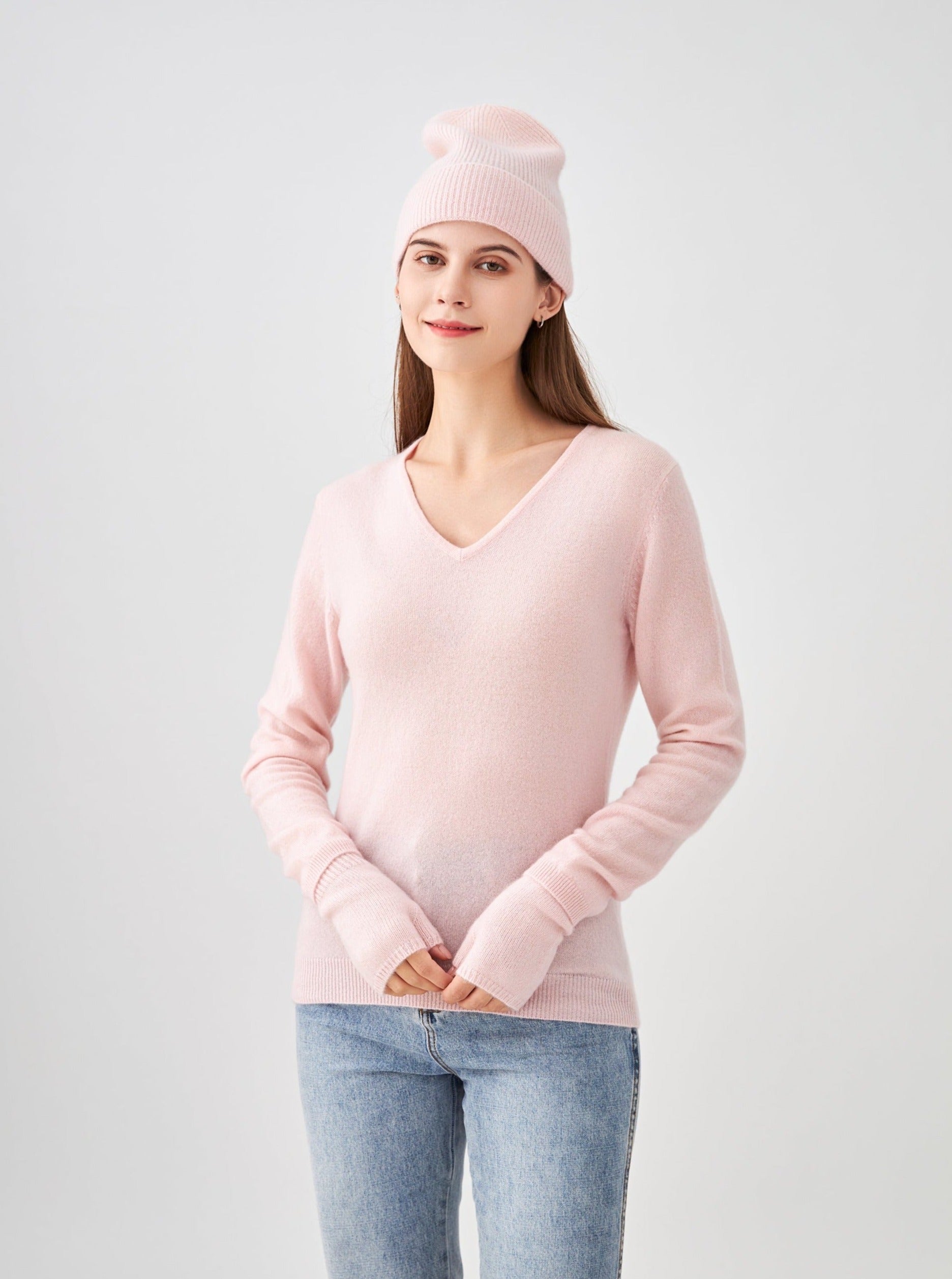 Pull col V en cachemire