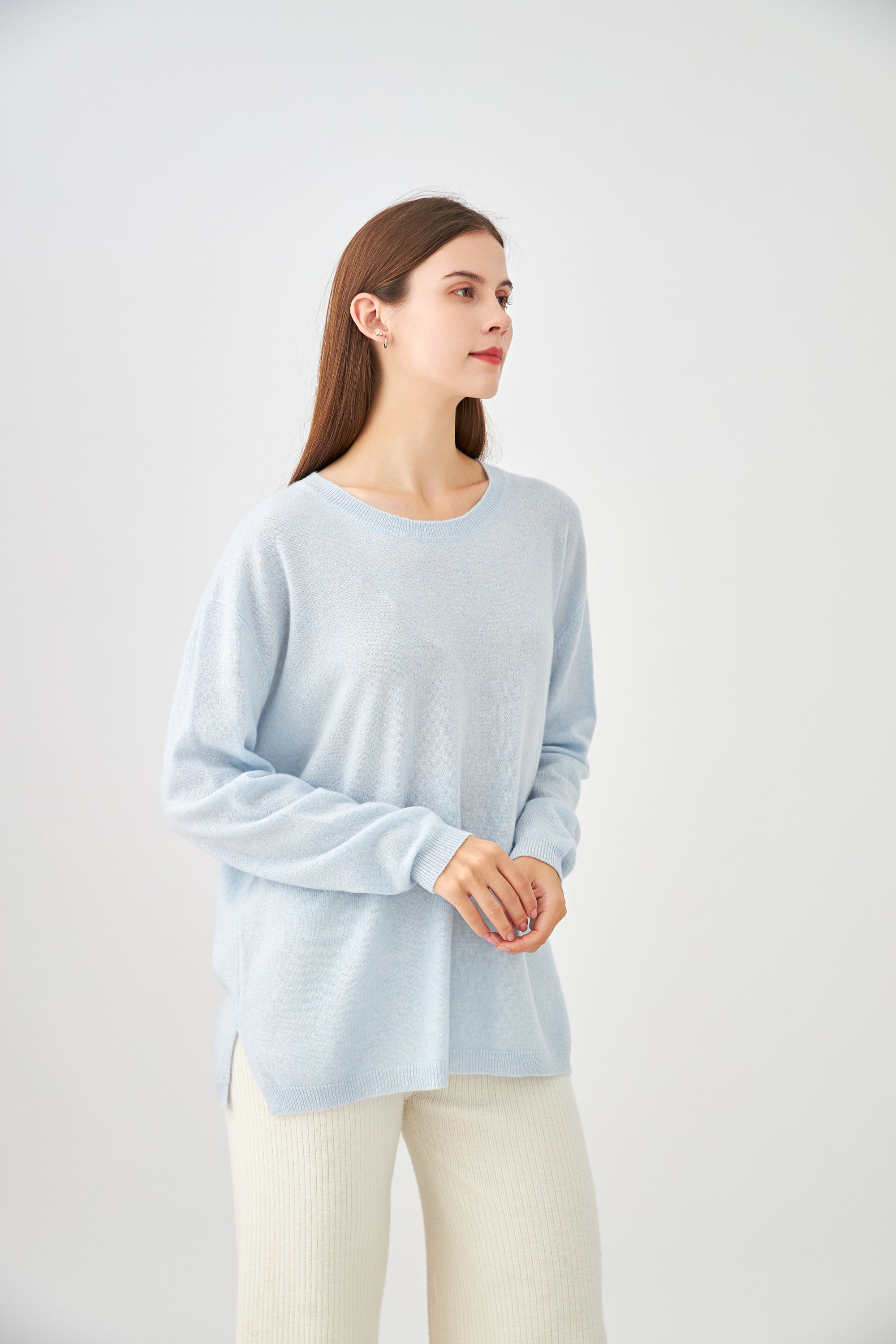 Pull col rond oversize en cachemire