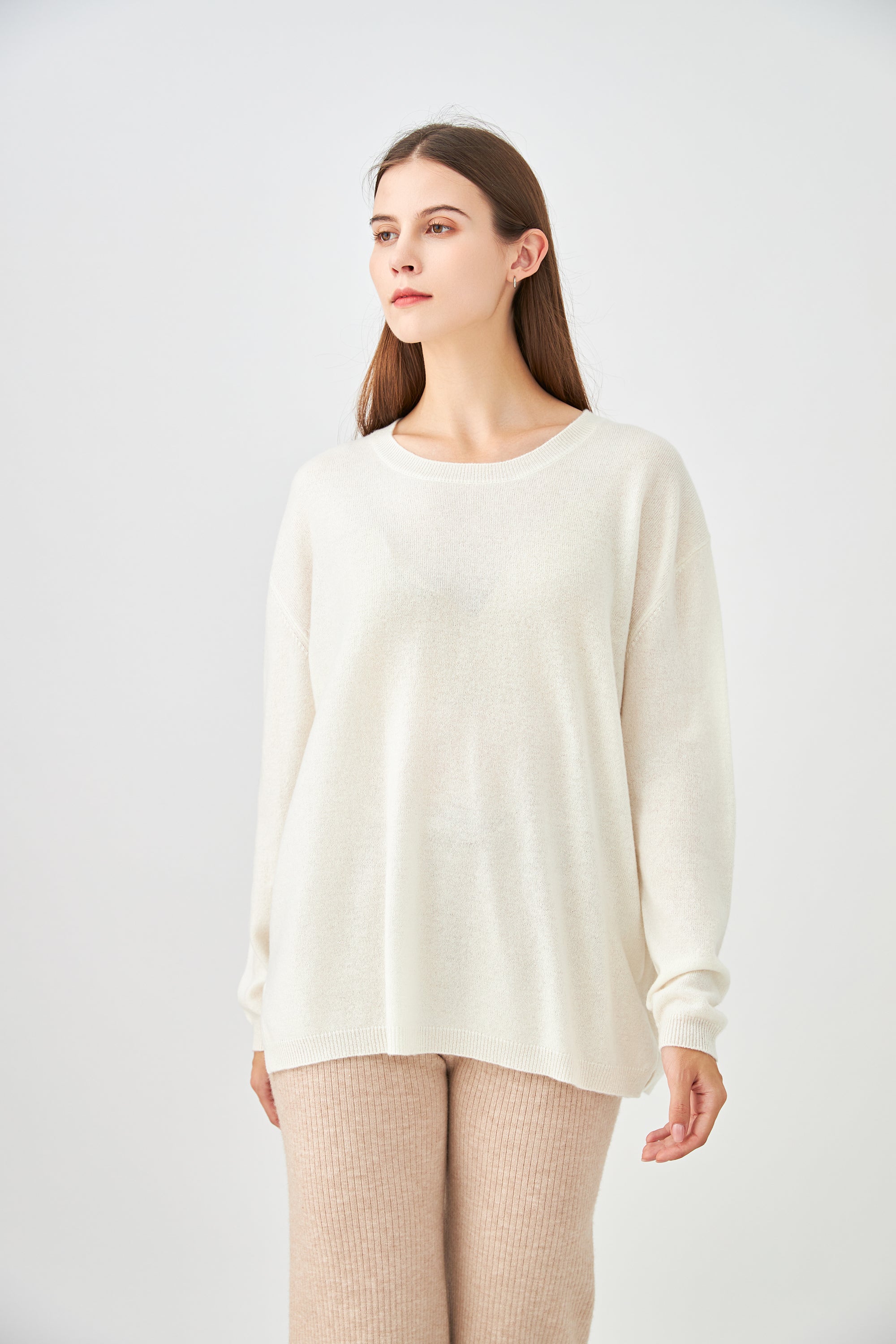 Pull col rond oversize en cachemire