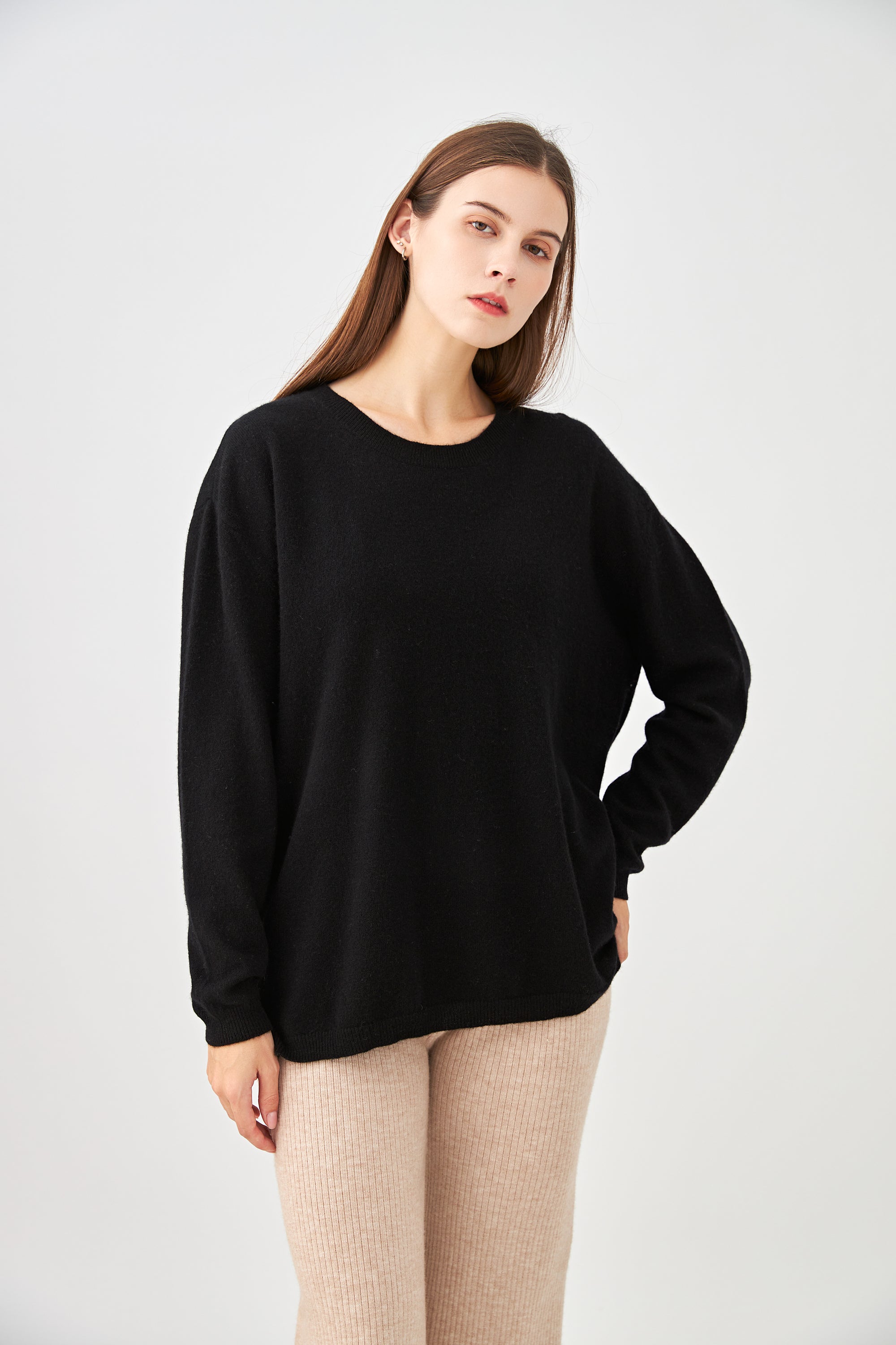 Pull col rond oversize en cachemire