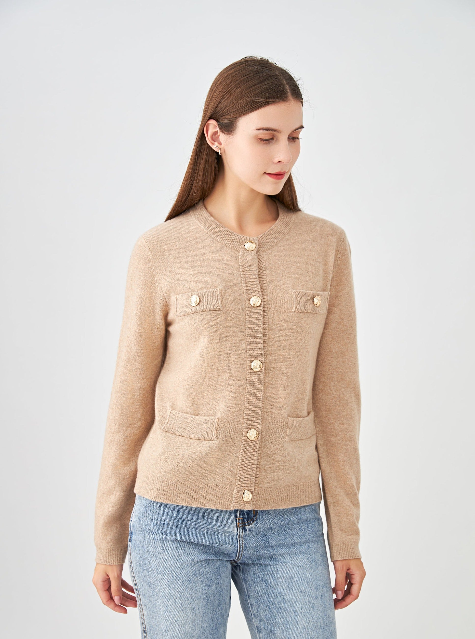 Cardigan boutons dorés en cachemire