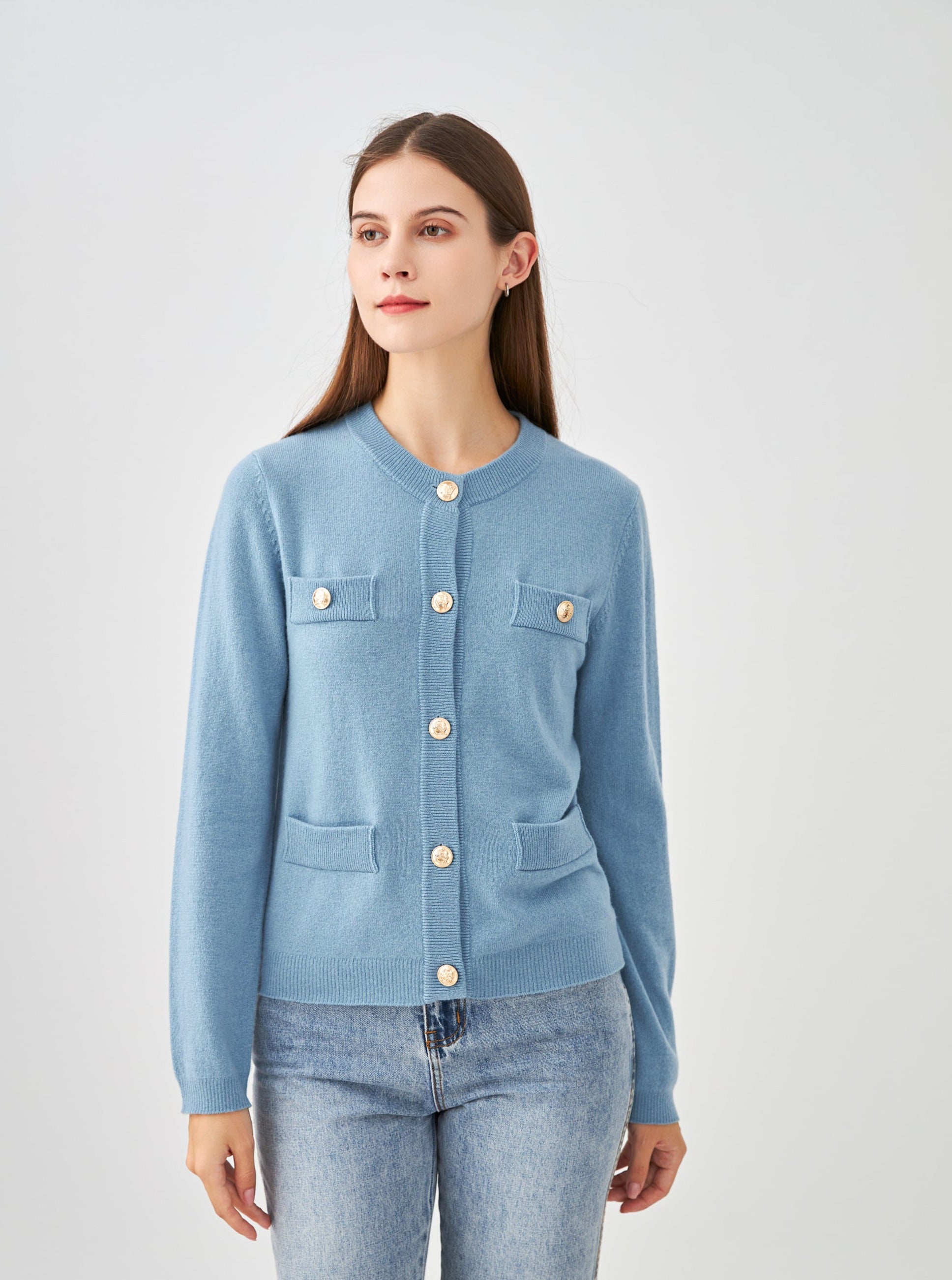 Cardigan boutons dorés en cachemire
