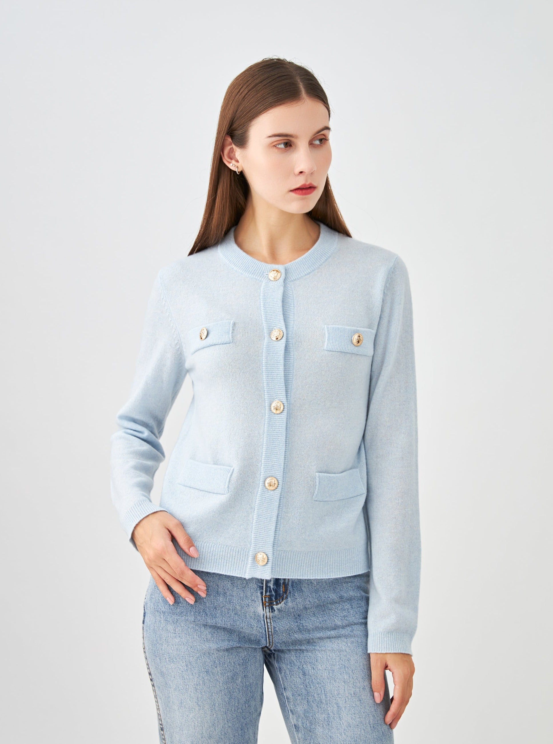 Cardigan boutons dorés en cachemire