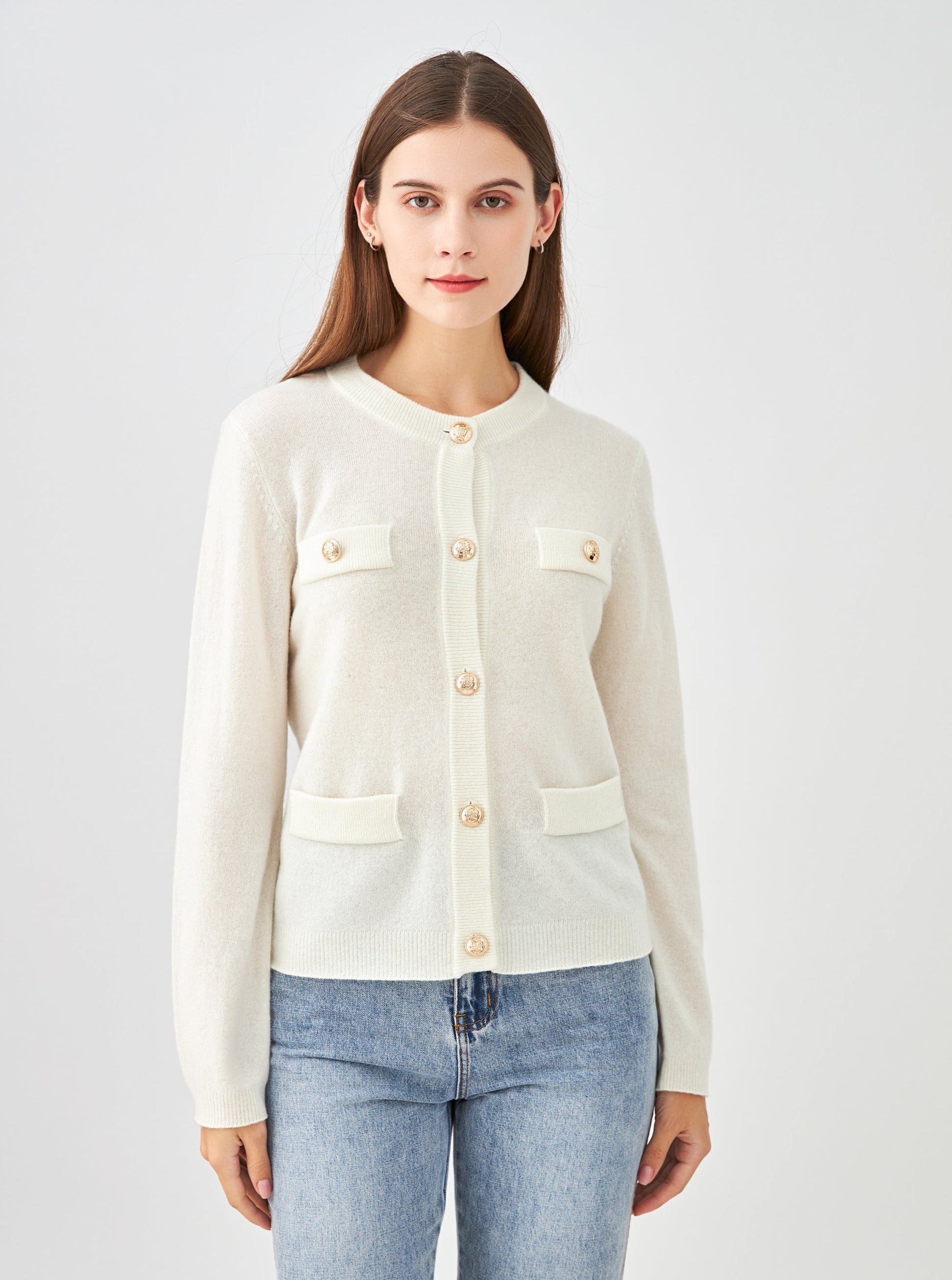 Cardigan boutons dorés en cachemire