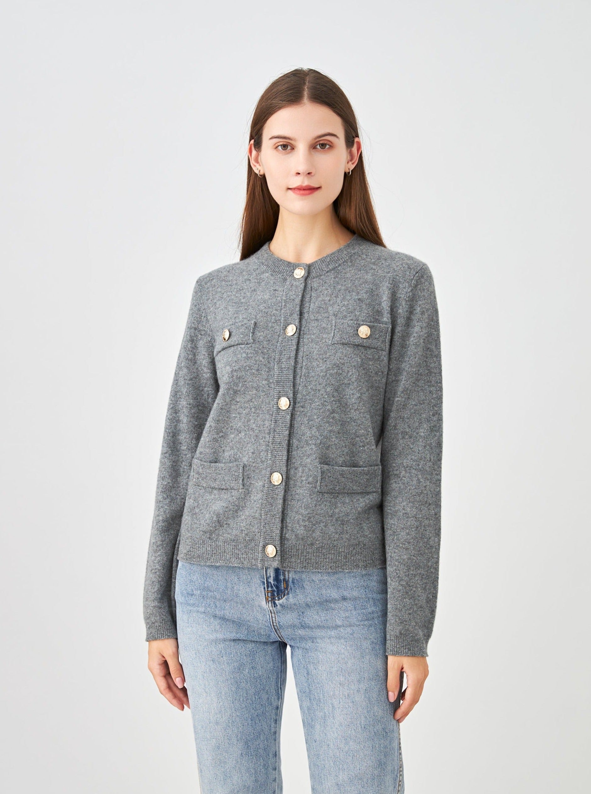 Cardigan boutons dorés en cachemire