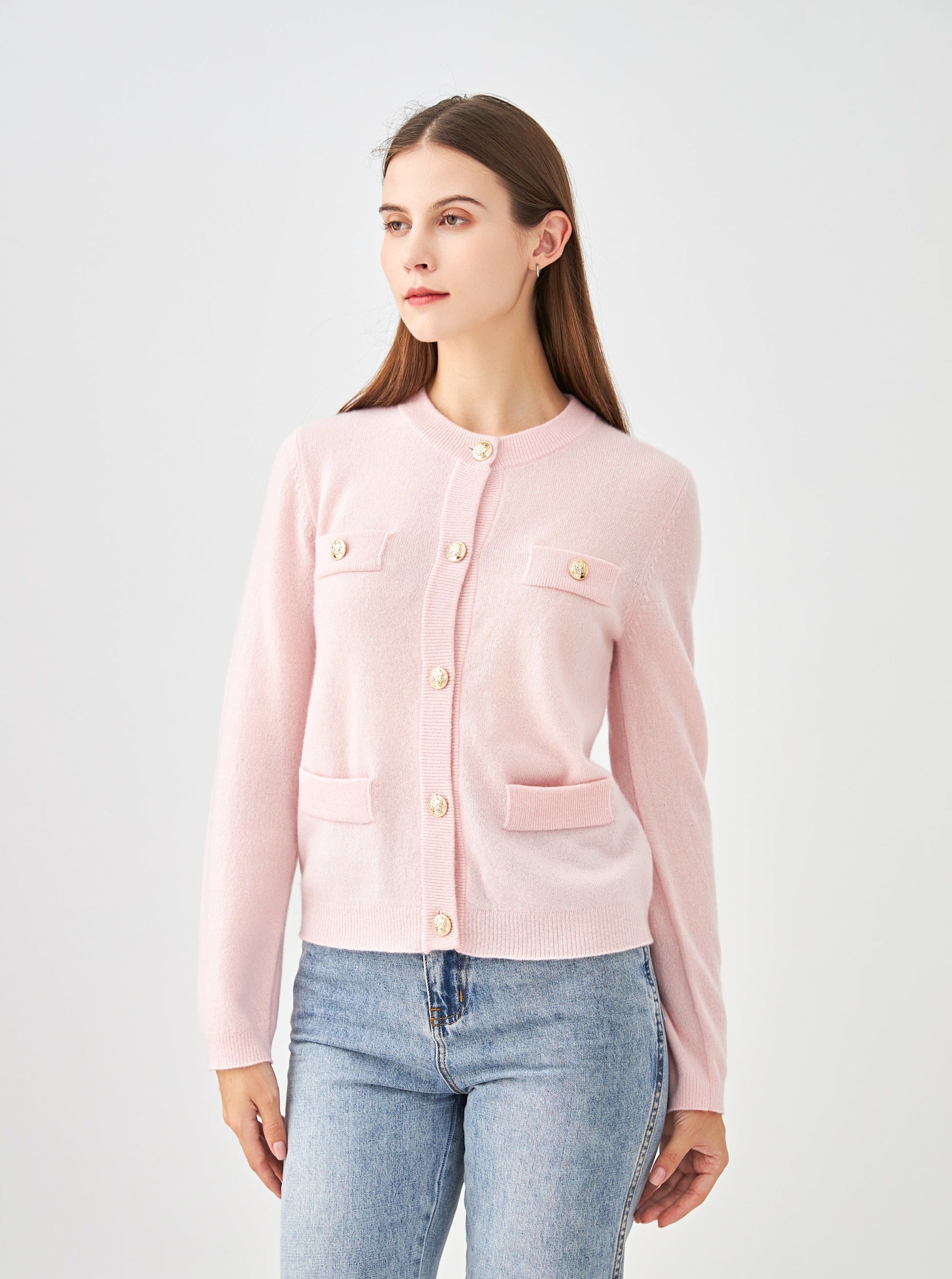 Cardigan boutons dorés en cachemire