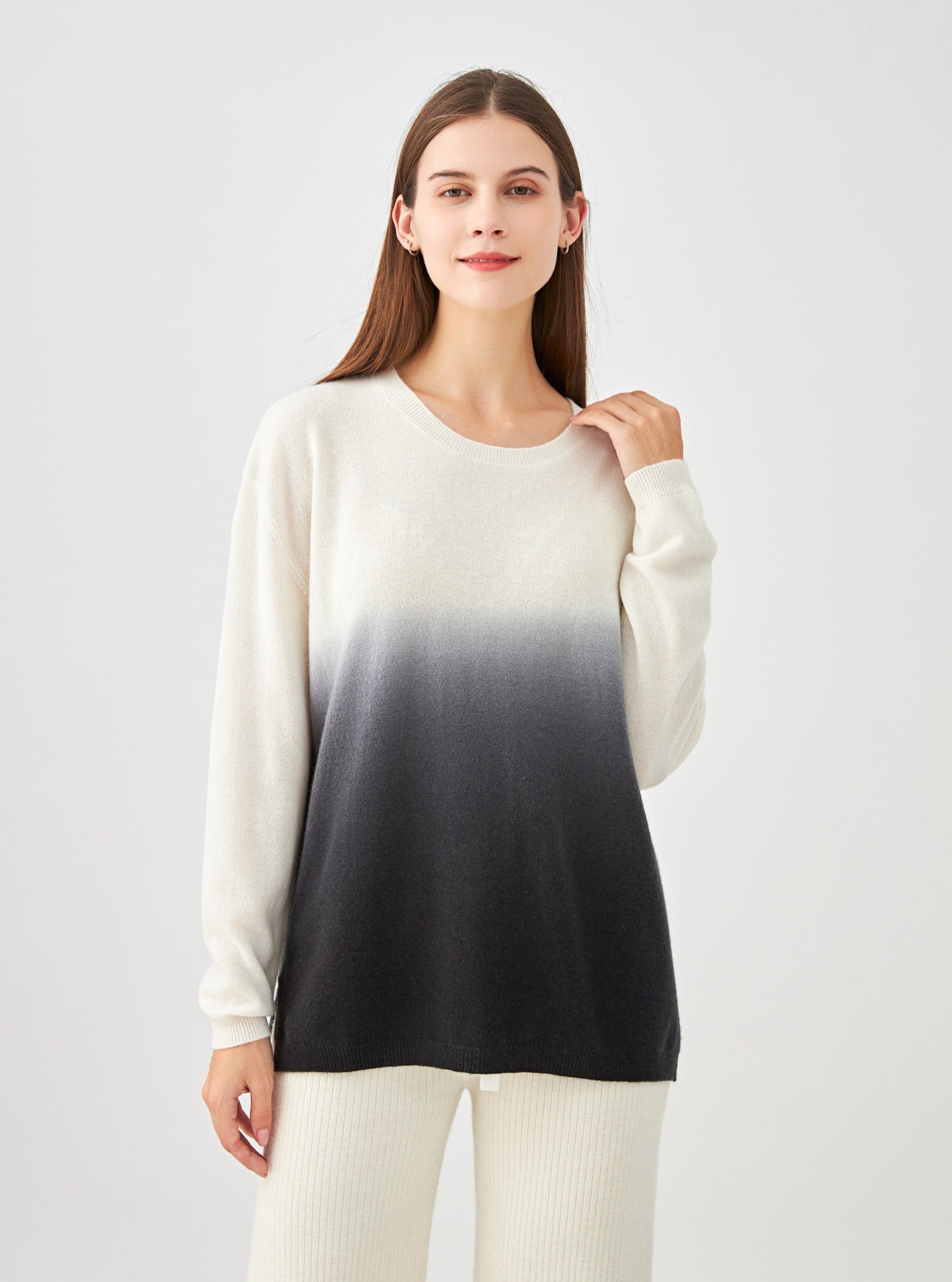 Pull col rond tie and dye en cachemire