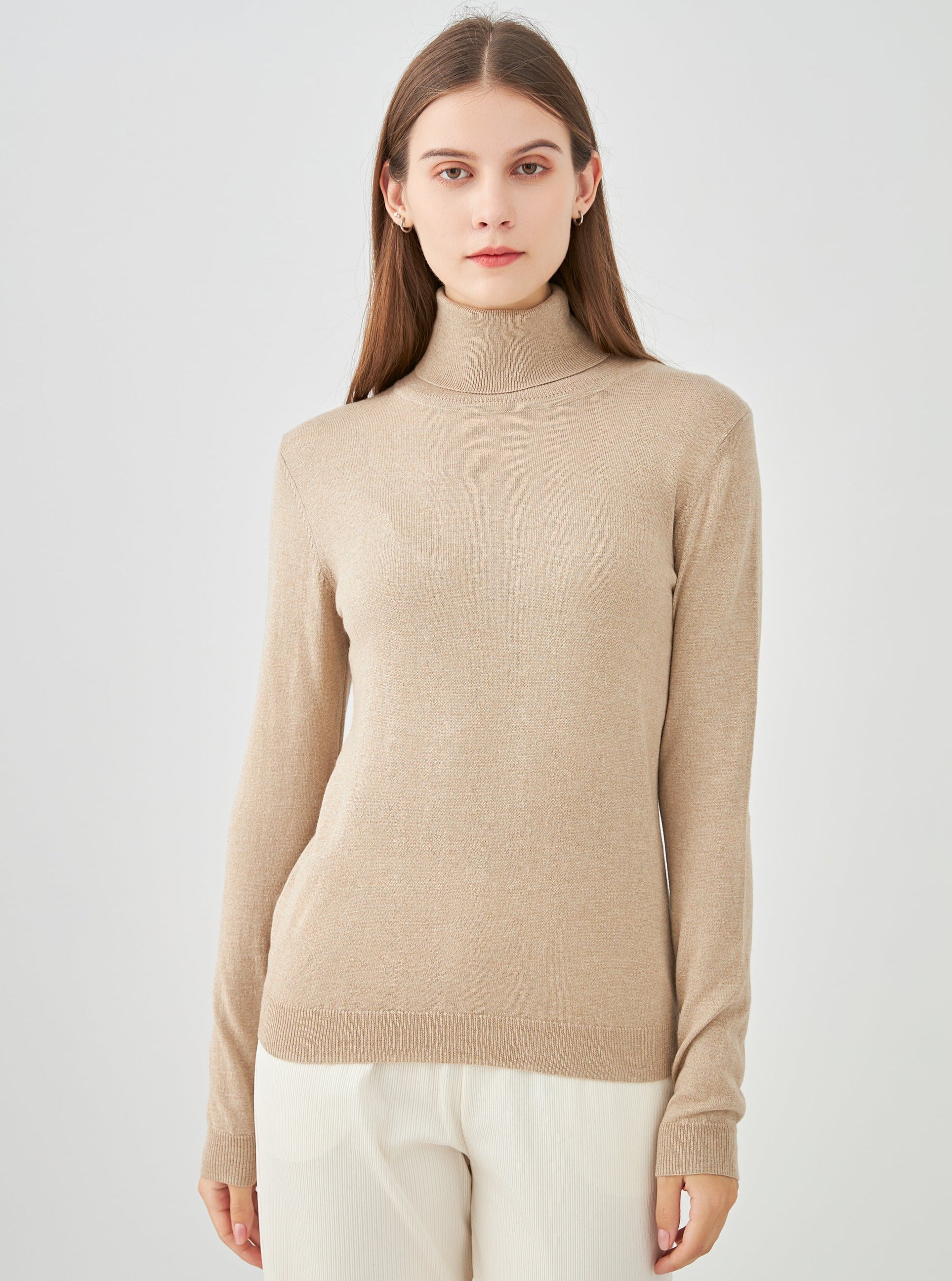 Pull col roulé en soie et cachemire