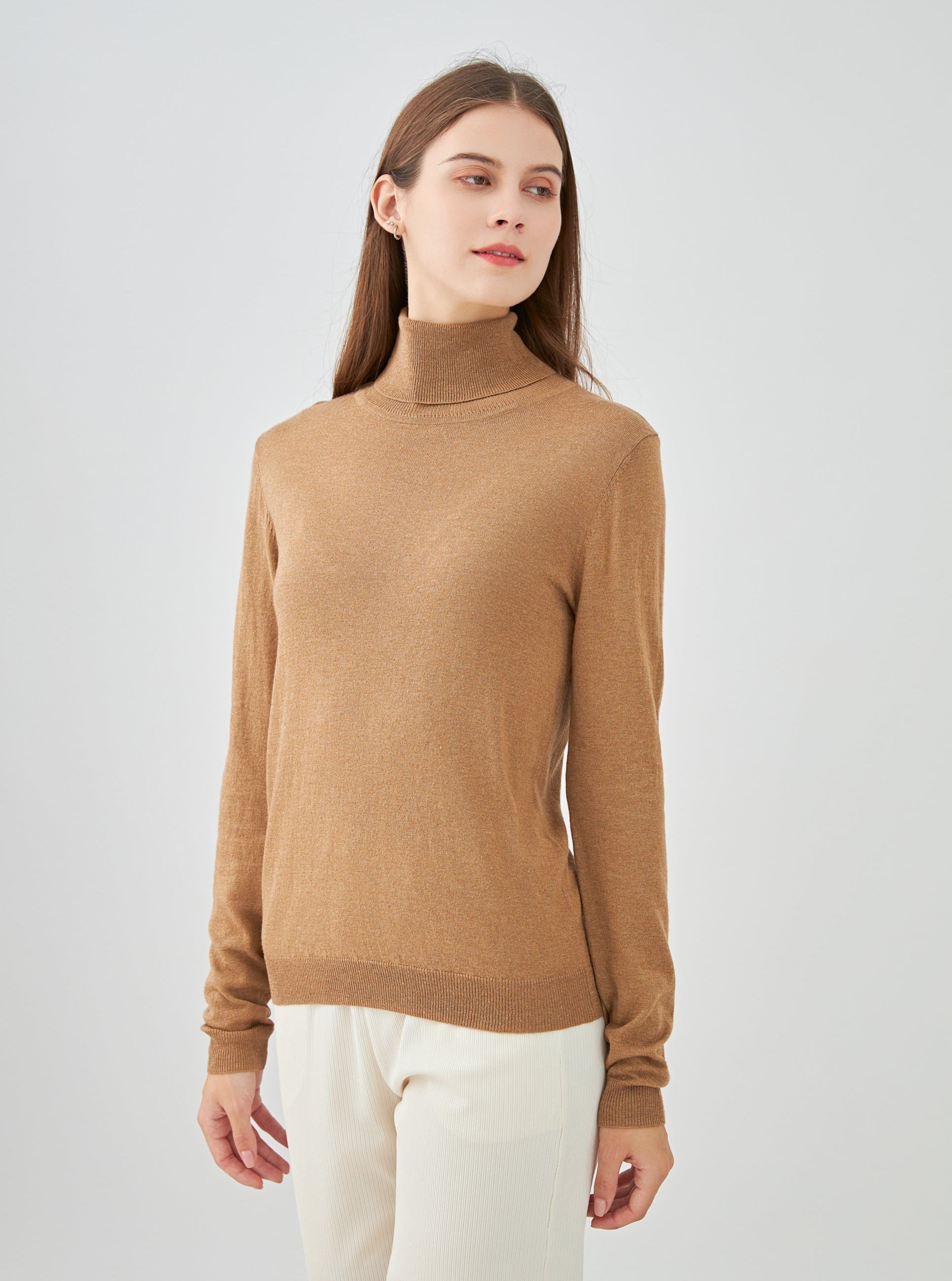 Pull col roulé en soie et cachemire