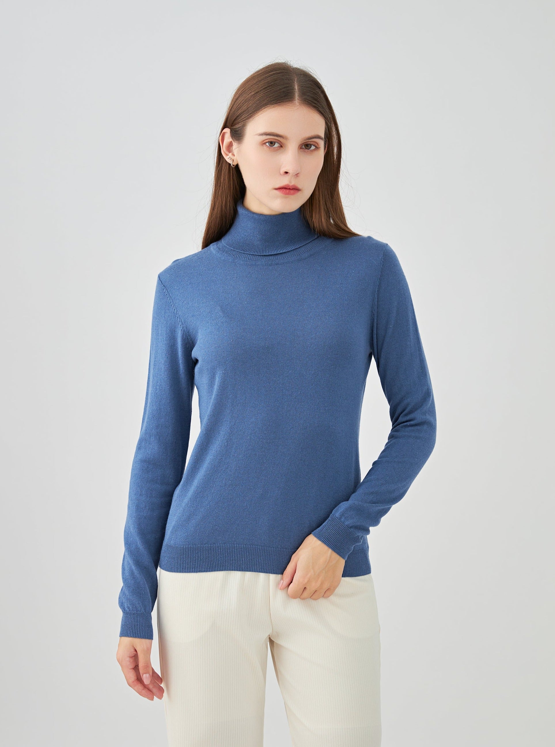 Pull col roulé en soie et cachemire