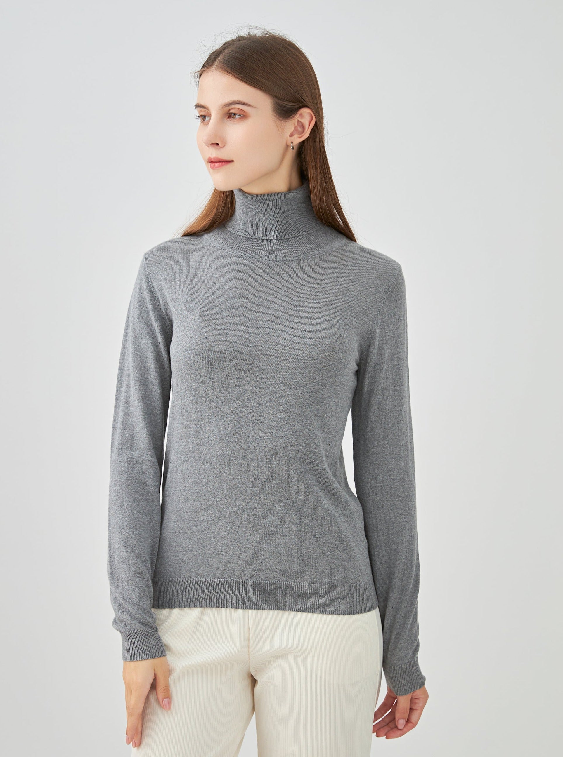 Pull col roulé en soie et cachemire