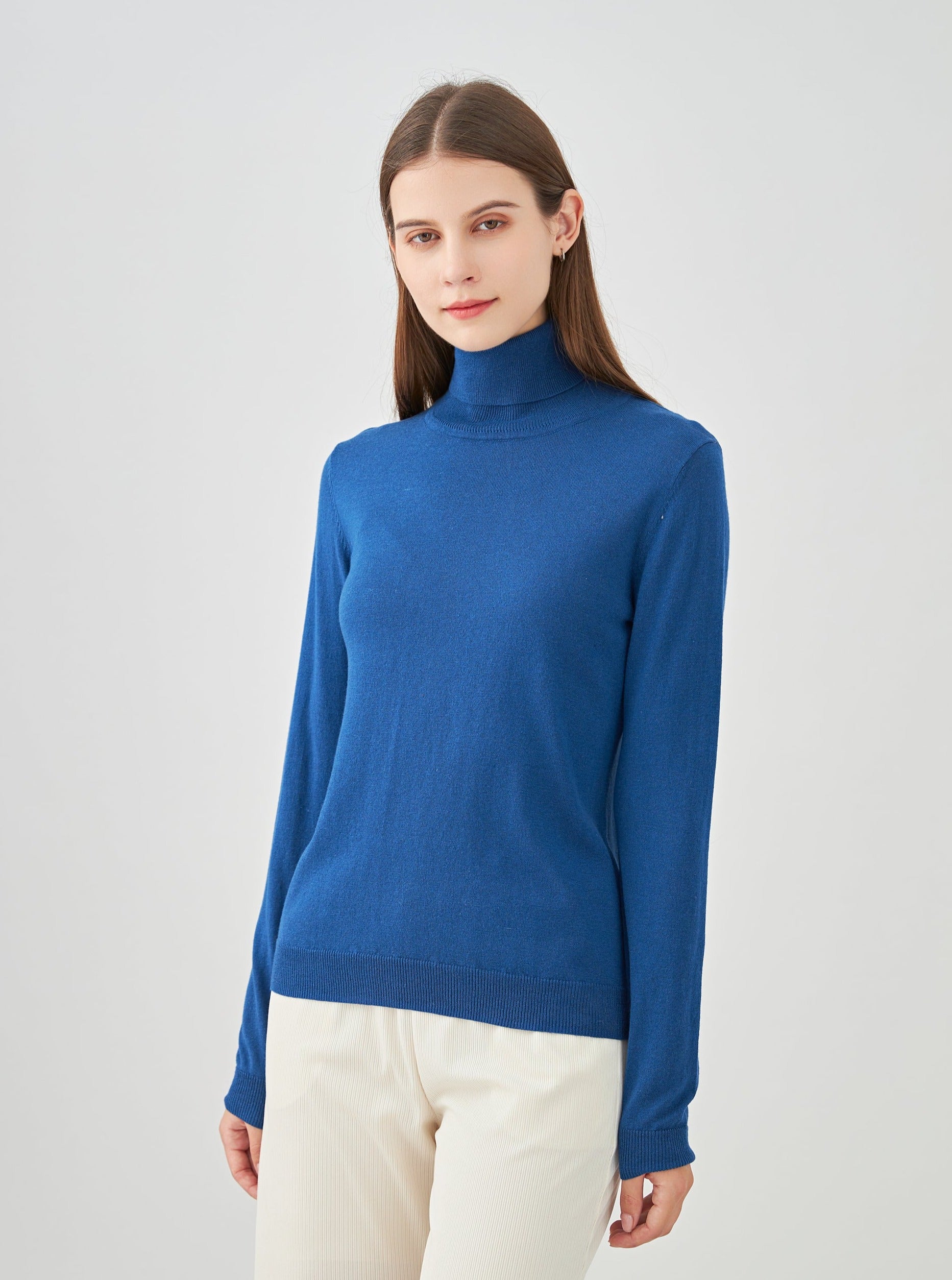 Pull col roulé en soie et cachemire