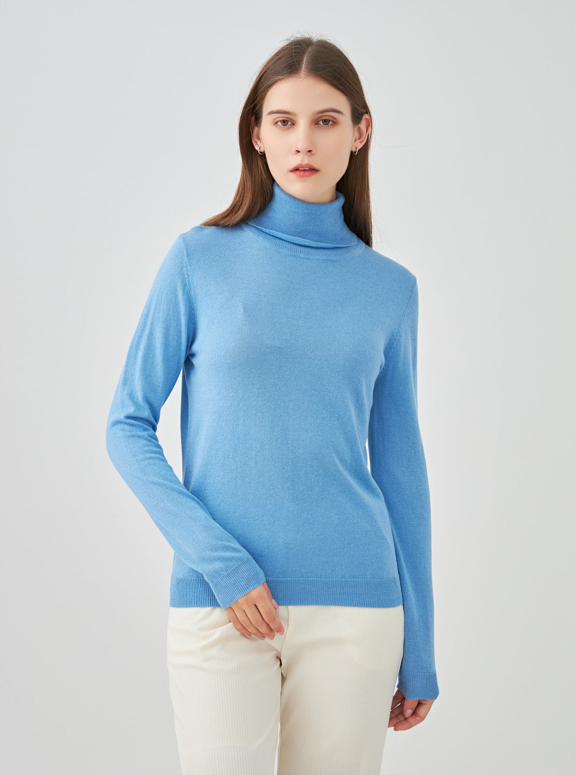 Pull col roulé en soie et cachemire