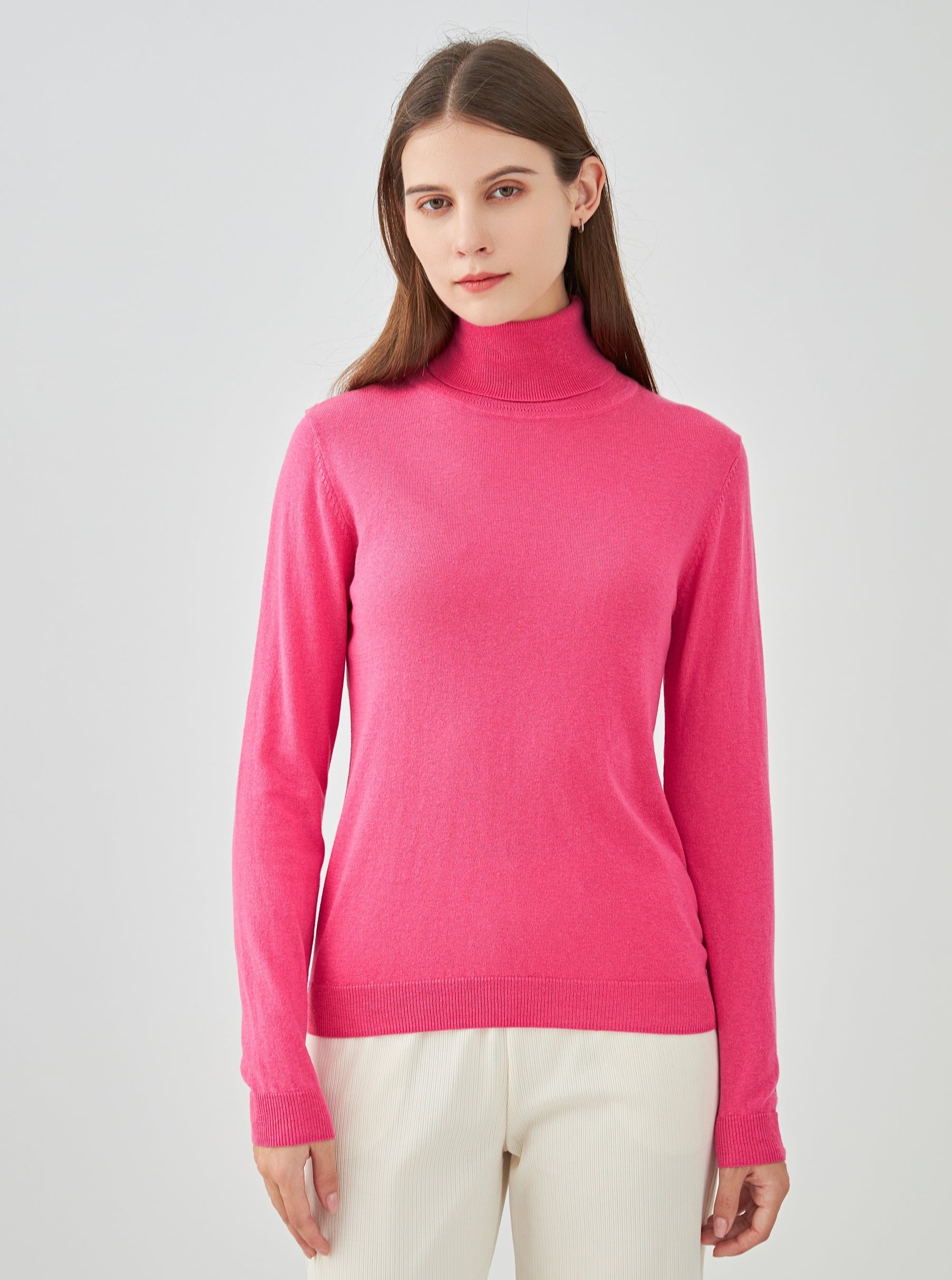 Pull col roulé en soie et cachemire