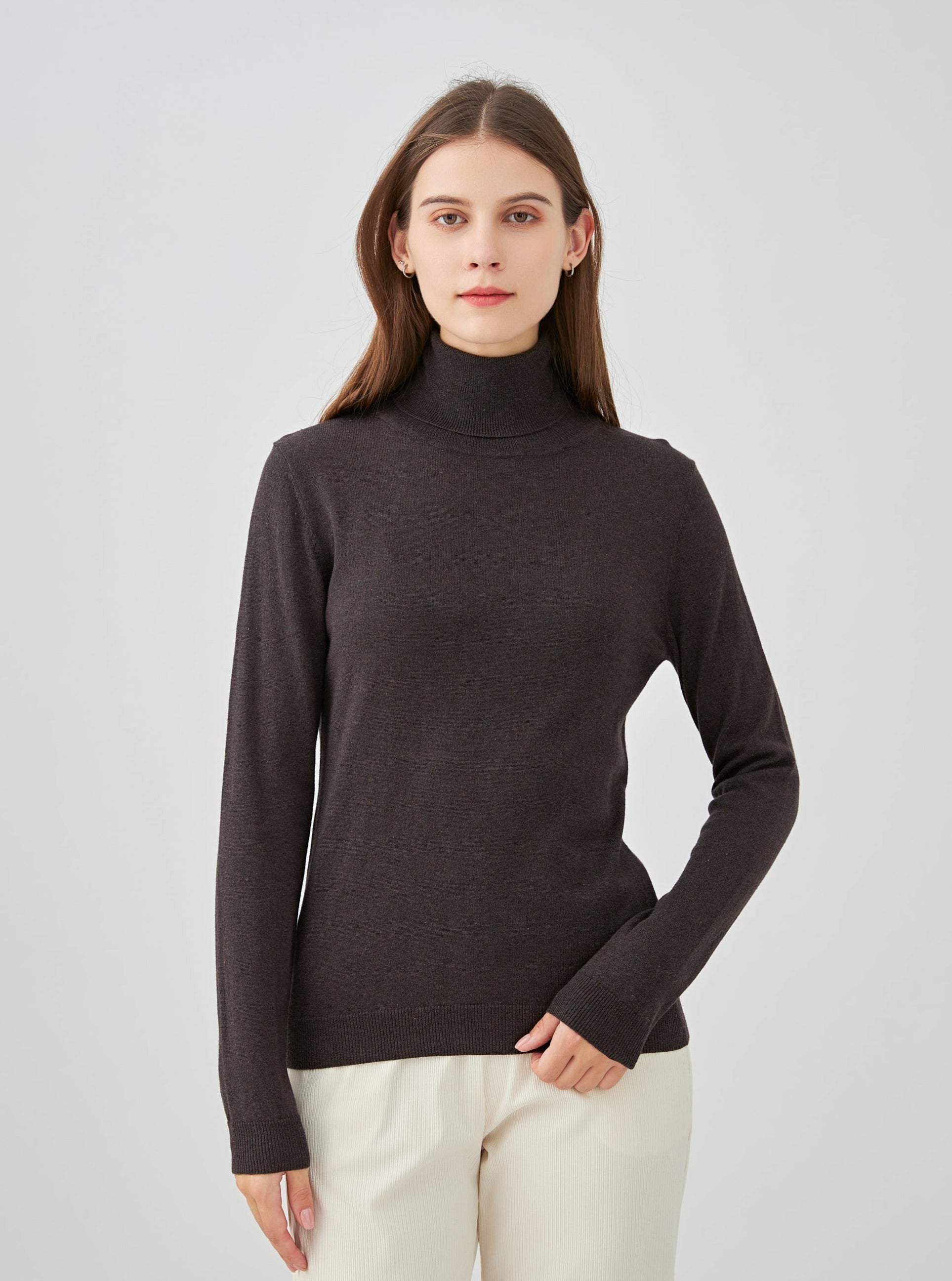 Pull col roulé en soie et cachemire