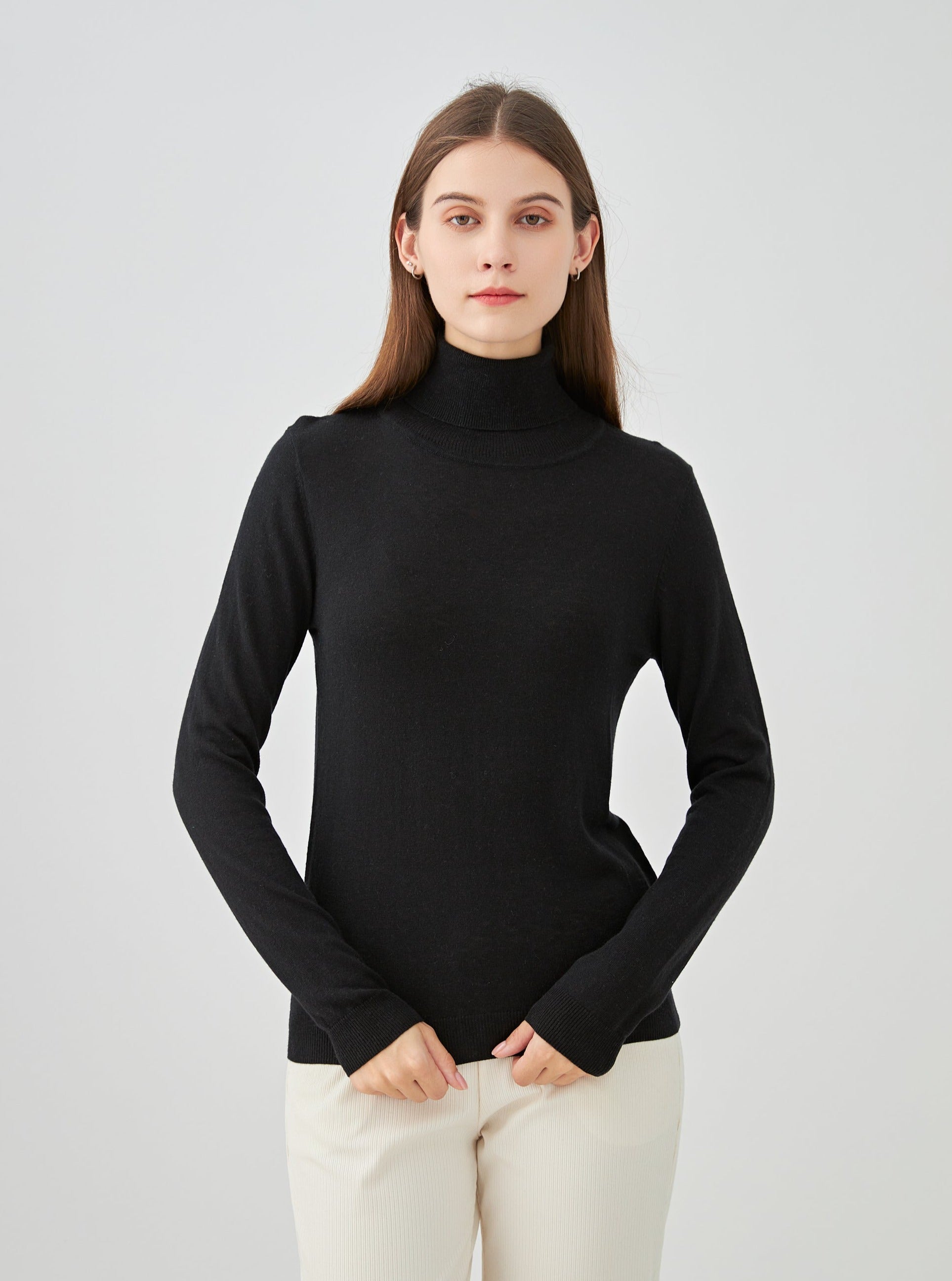 Pull col roulé en soie et cachemire