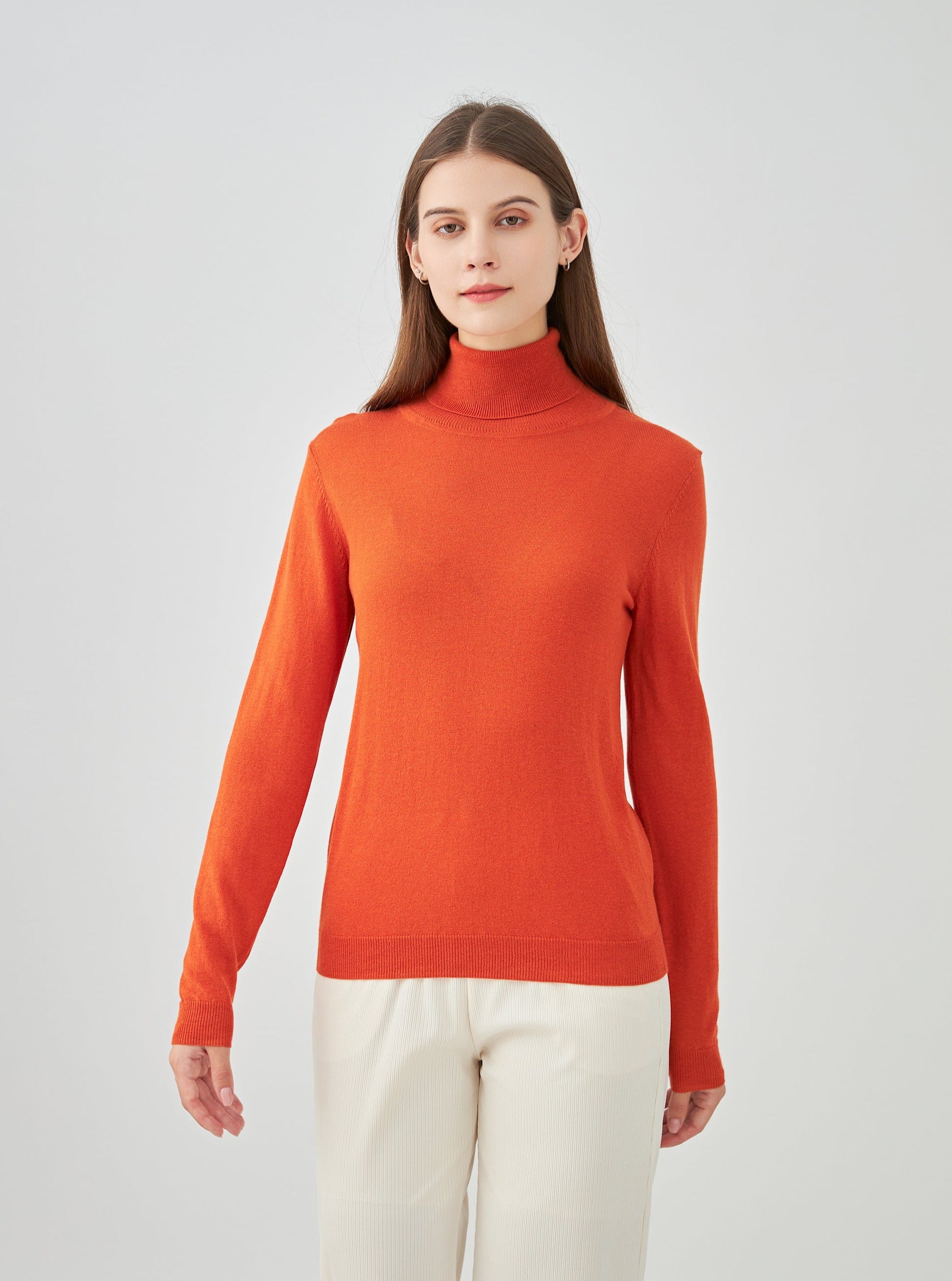 Pull col roulé en soie et cachemire