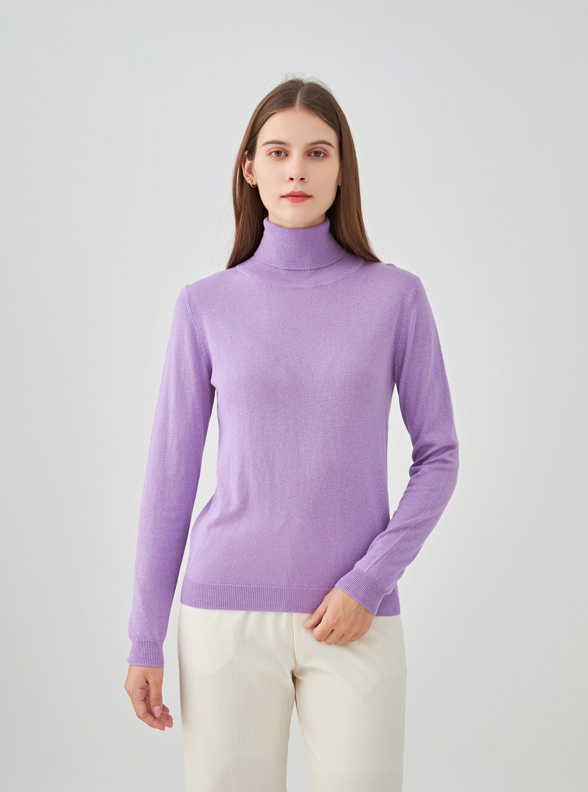 Pull col roulé en soie et cachemire