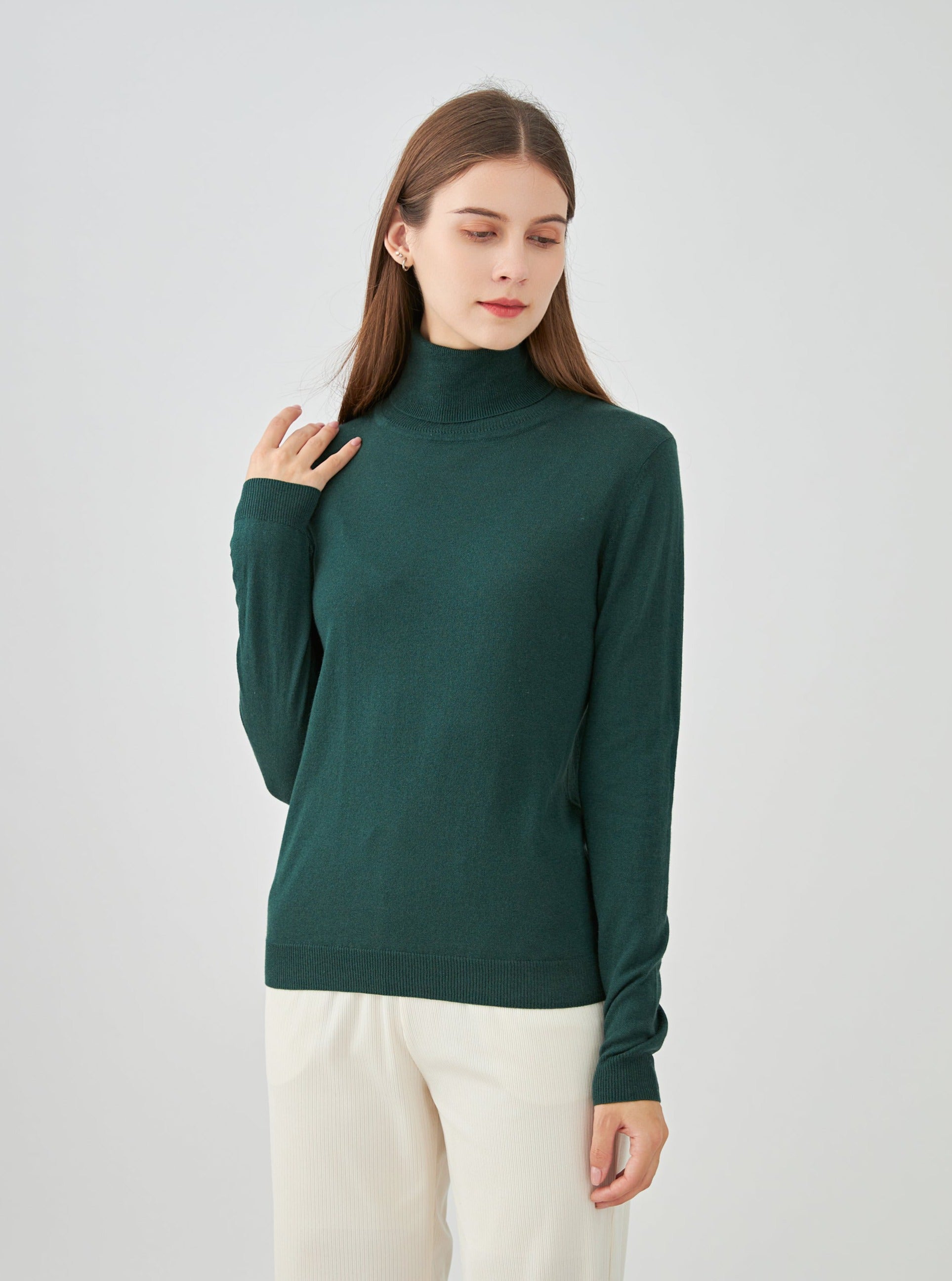 Pull col roulé en soie et cachemire