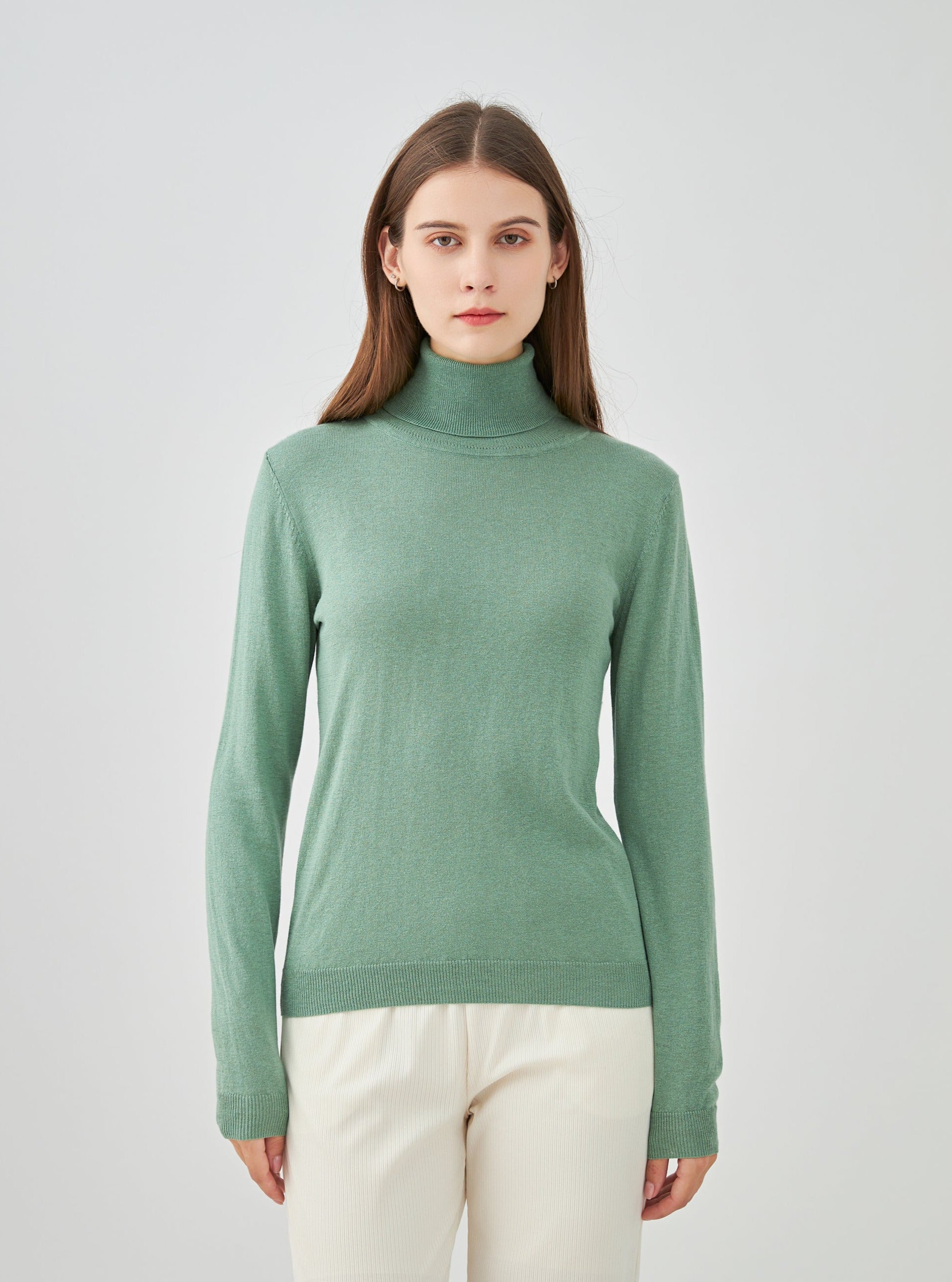 Pull col roulé en soie et cachemire