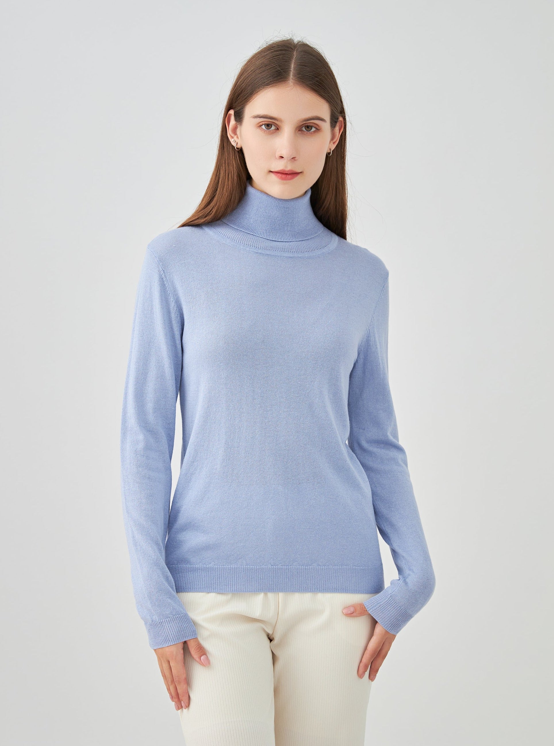 Pull col roulé en soie et cachemire