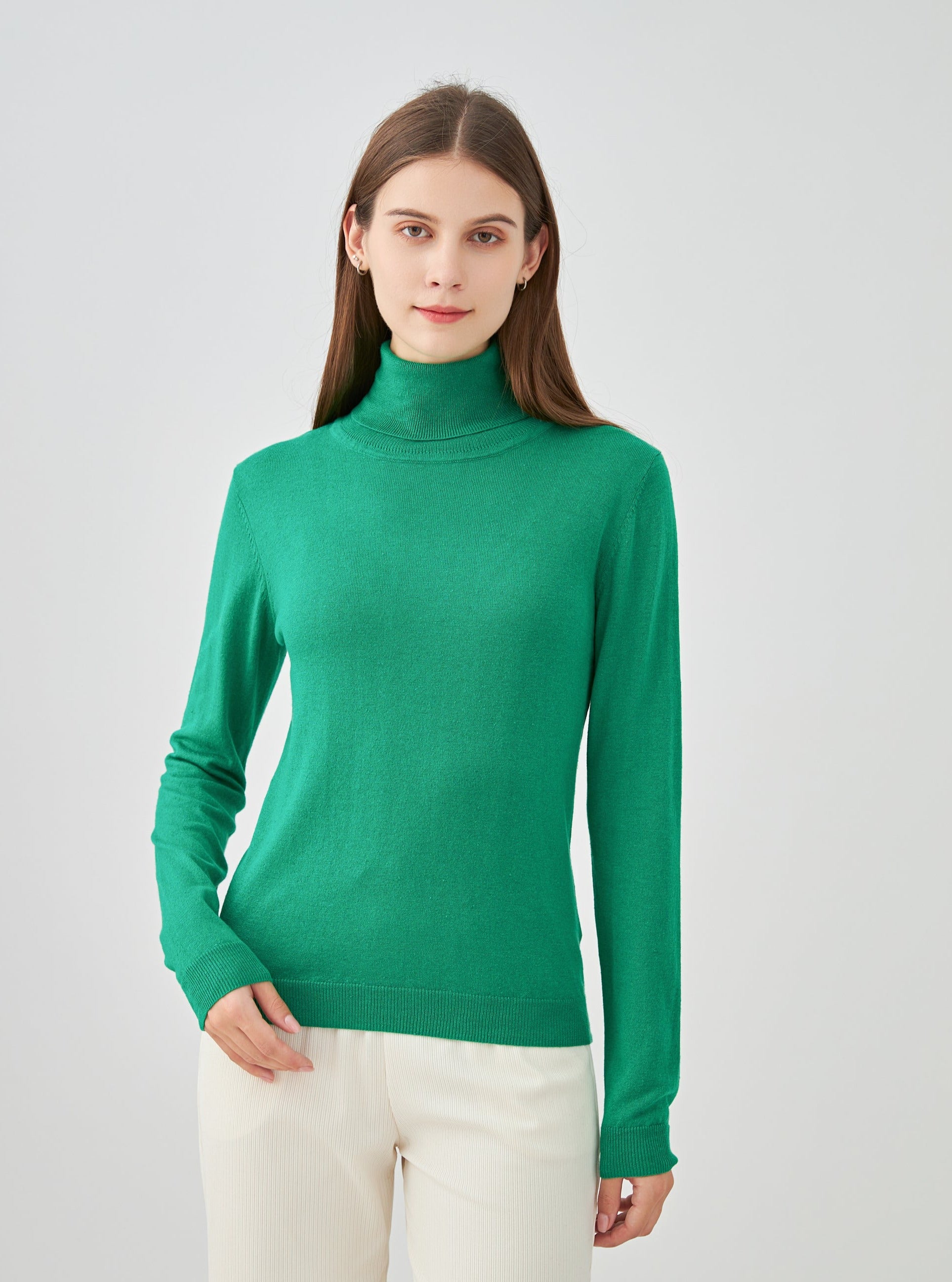 Pull col roulé en soie et cachemire