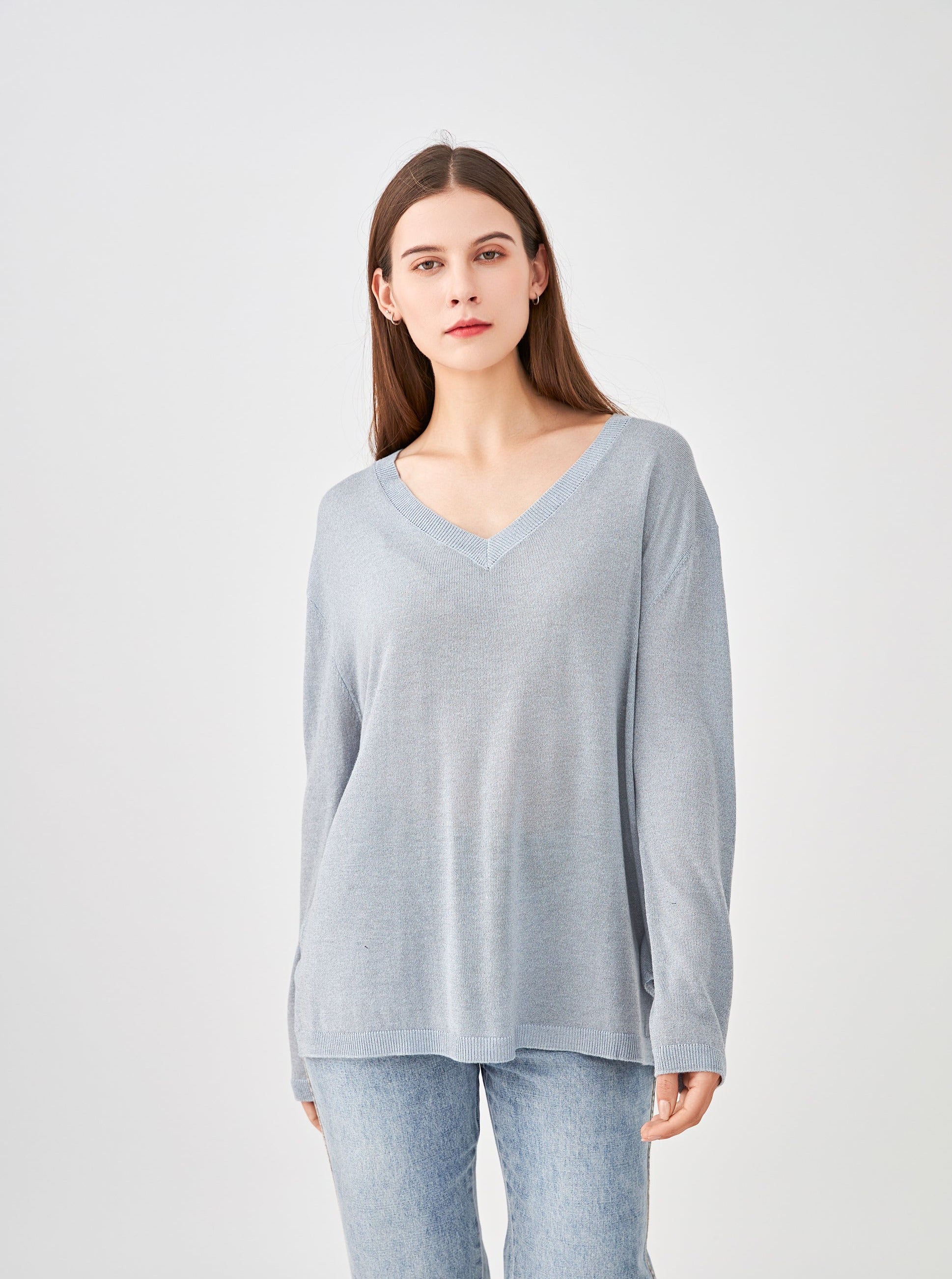Pull V oversize lurex