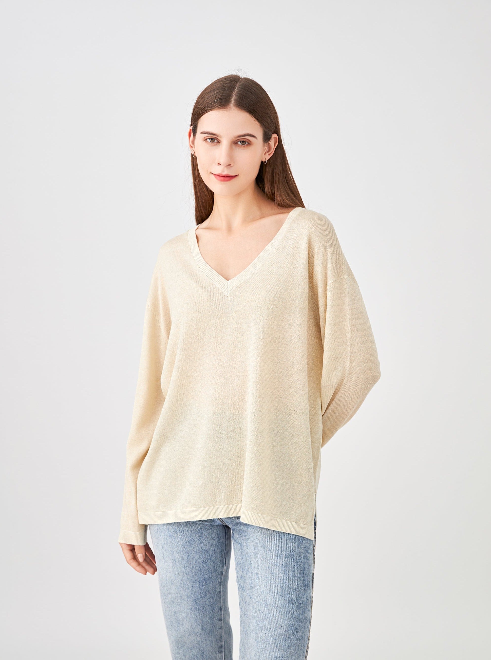 Pull V oversize lurex