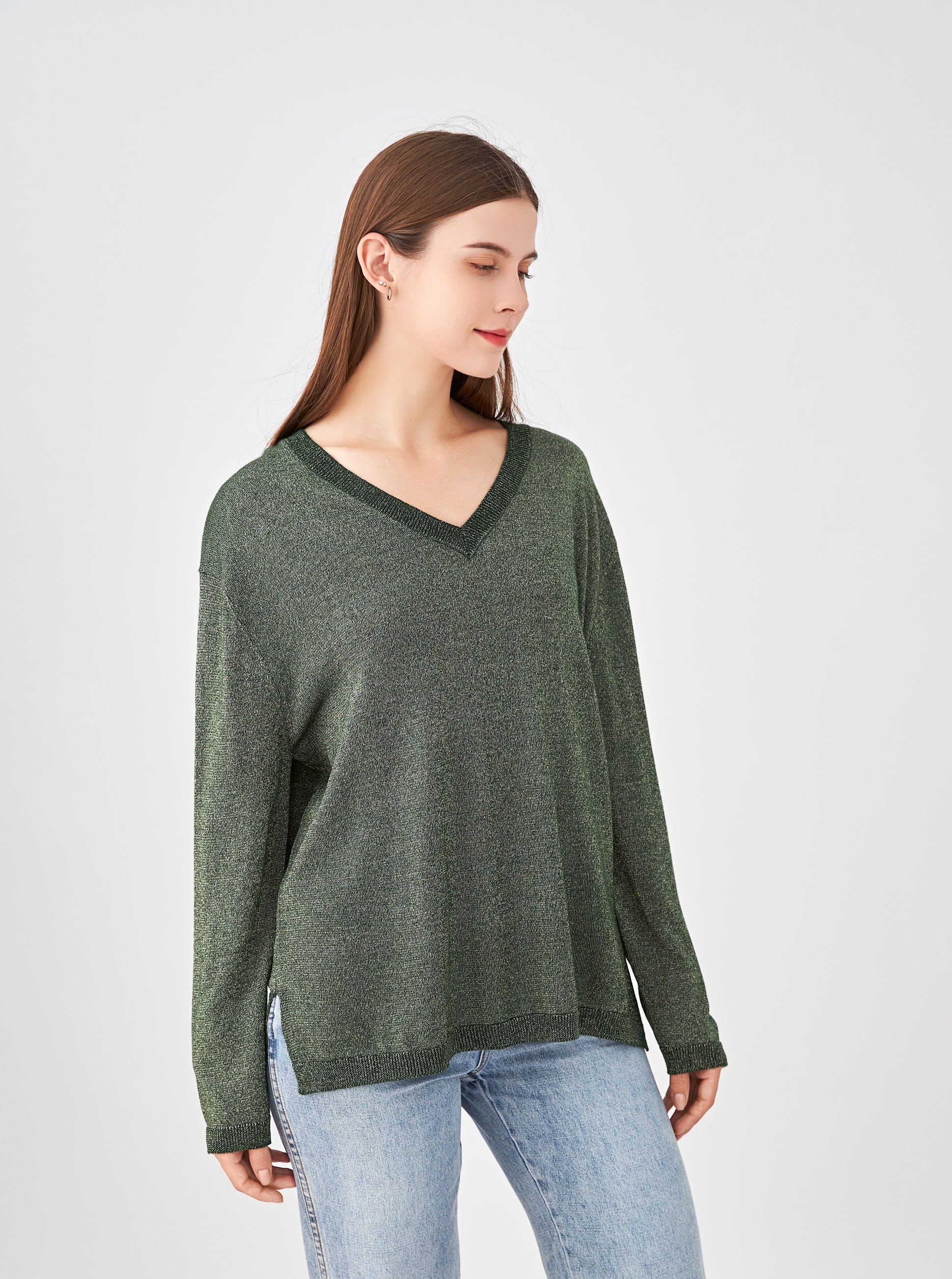 Pull V oversize lurex