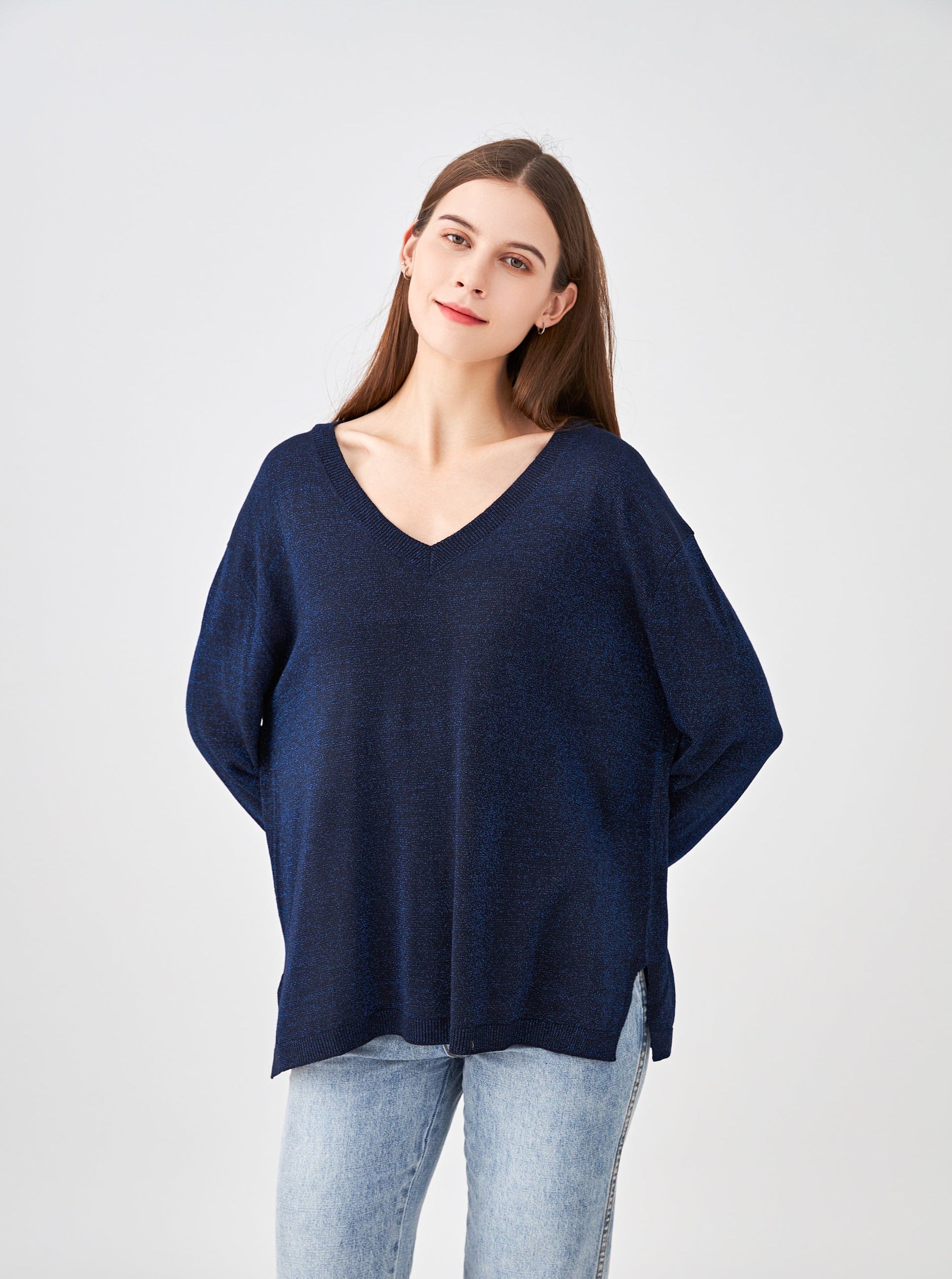 Pull V oversize lurex