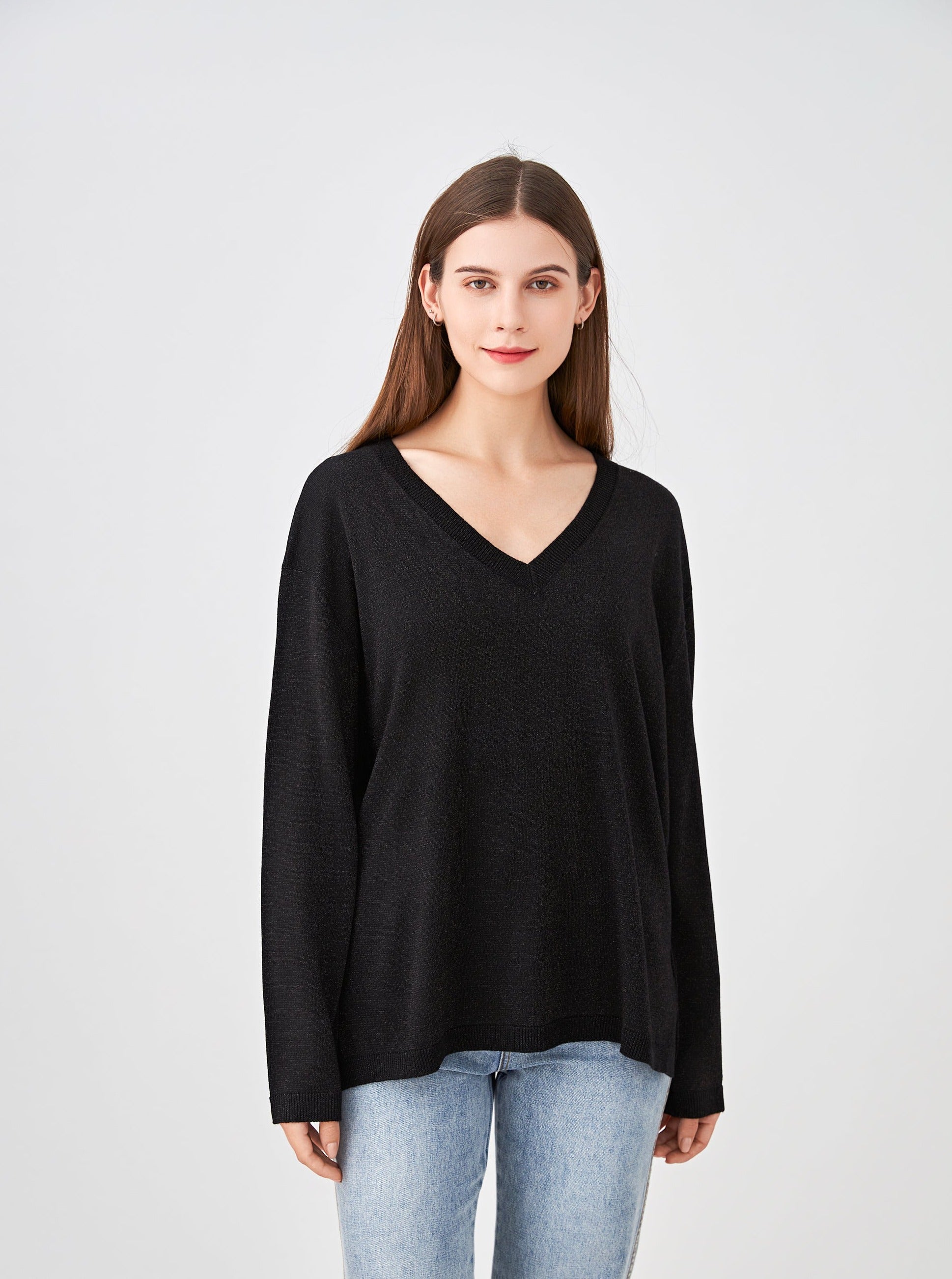 Pull V oversize lurex