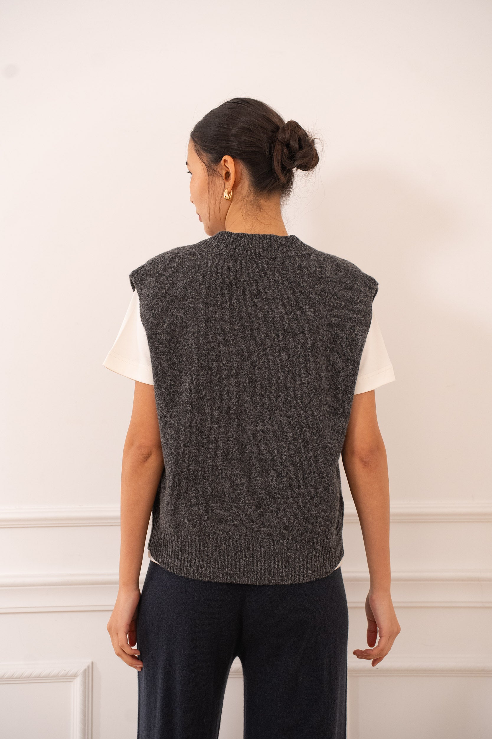 Pull 100% laine mérinos sans manche col V
