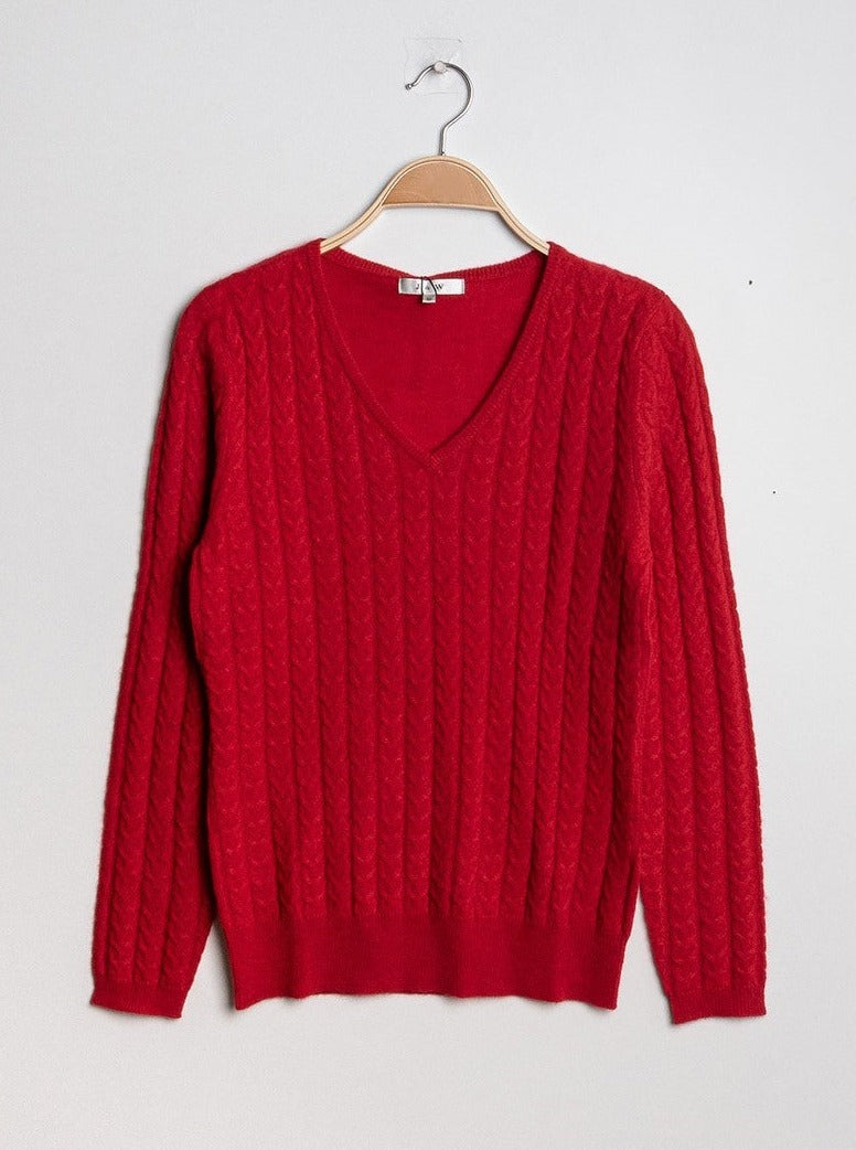 Pull V torsadé en cachemire