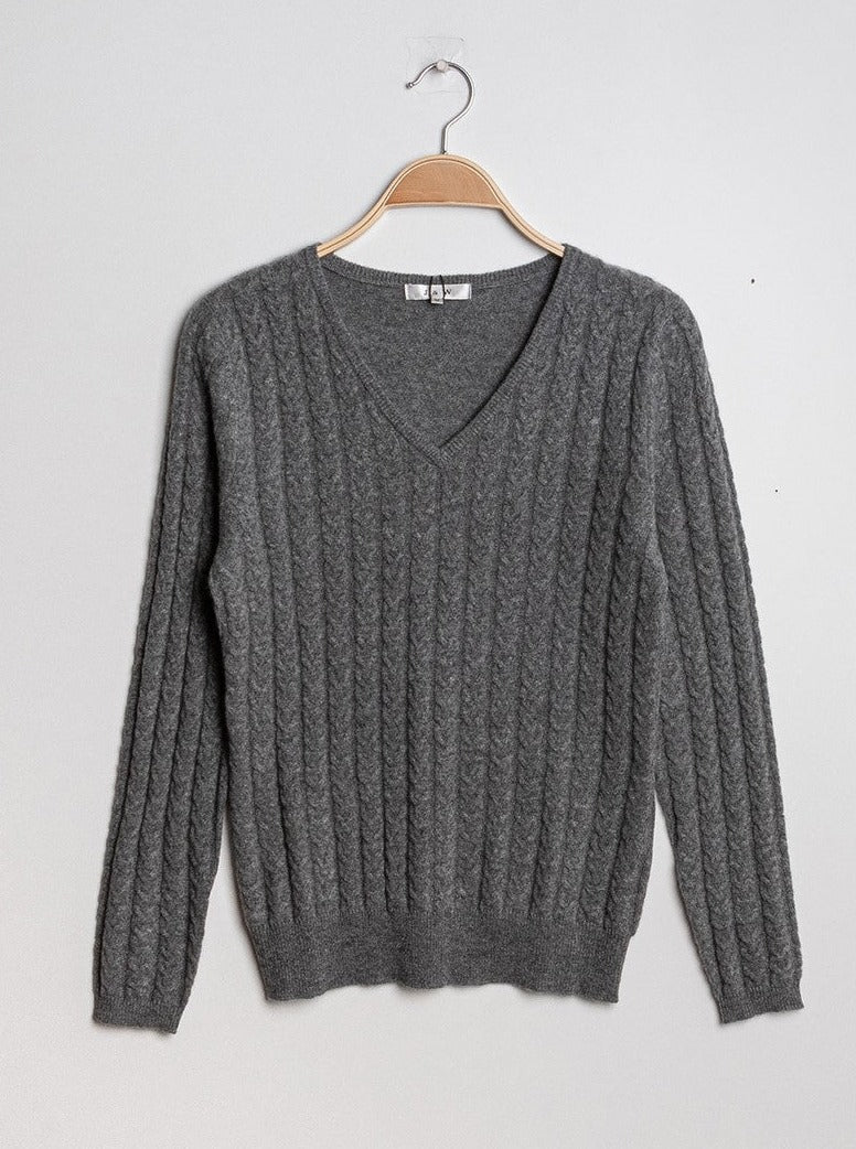 Pull V torsadé en cachemire
