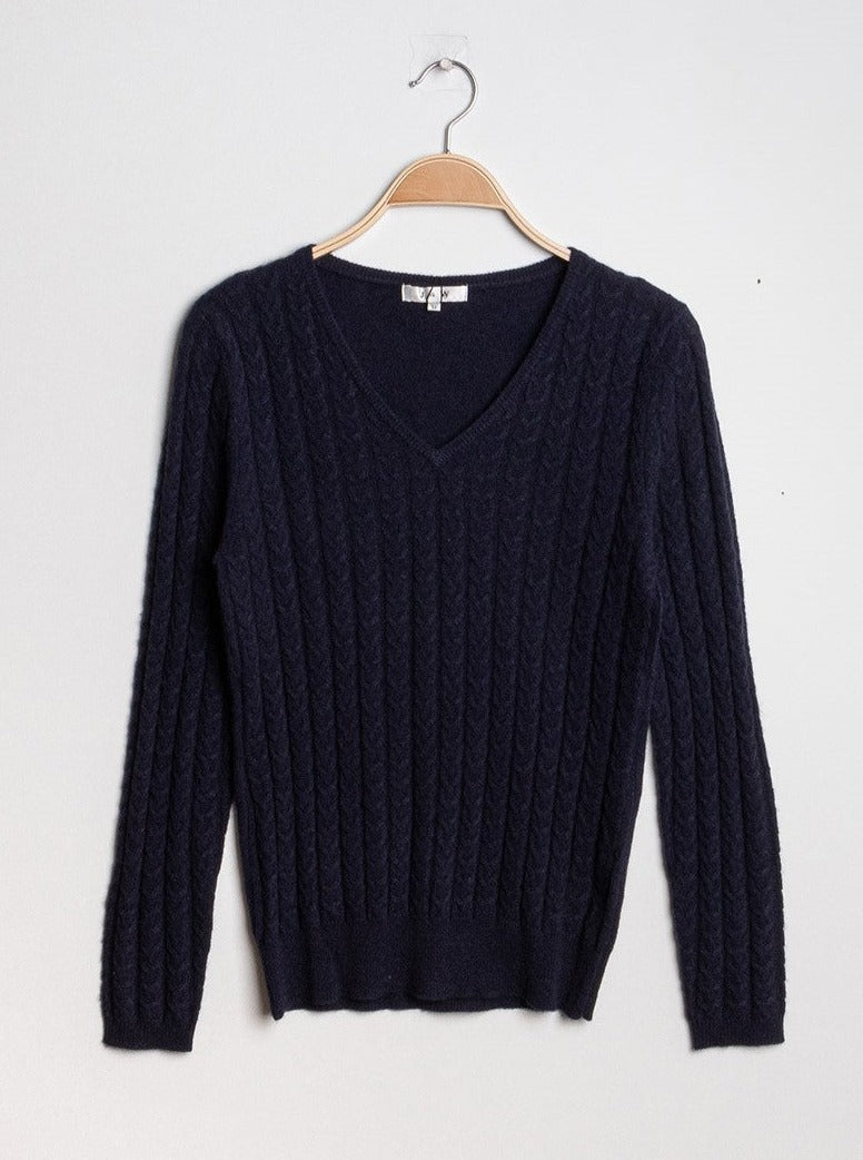 Pull V torsadé en cachemire