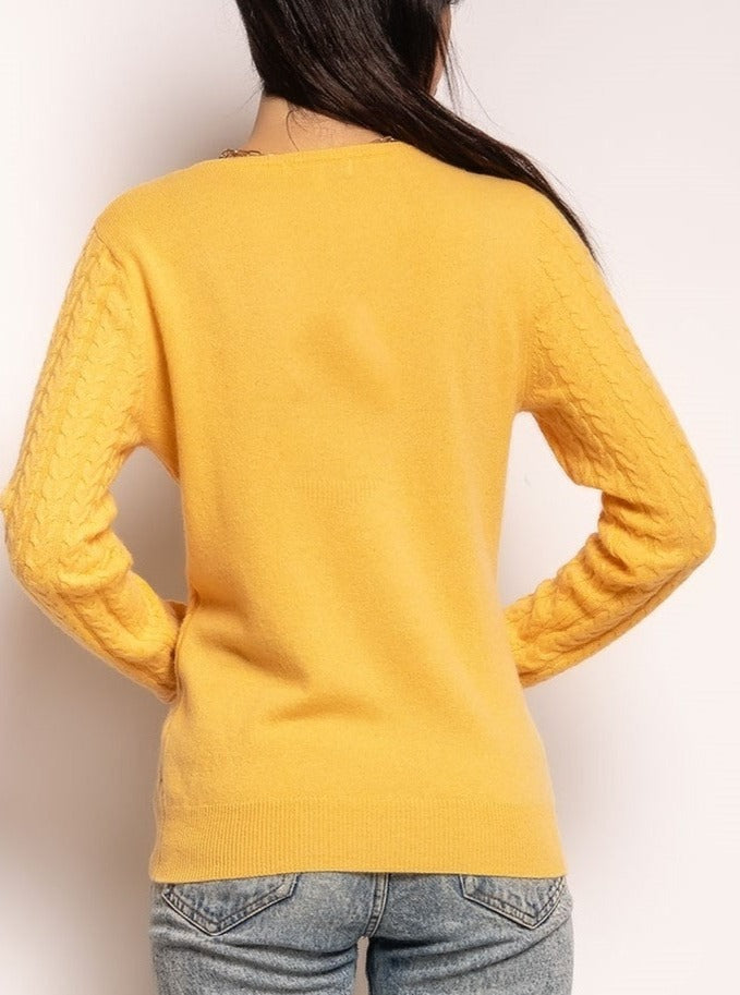 Pull V torsadé en cachemire