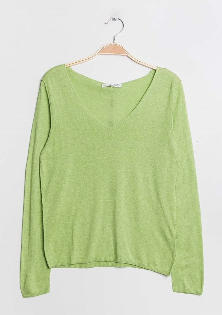 Pull col V en soie cachemire