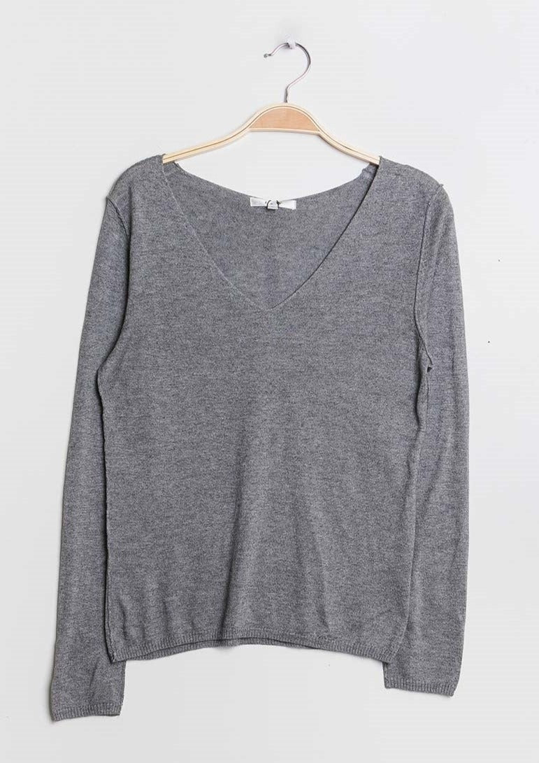 Pull col V en soie cachemire