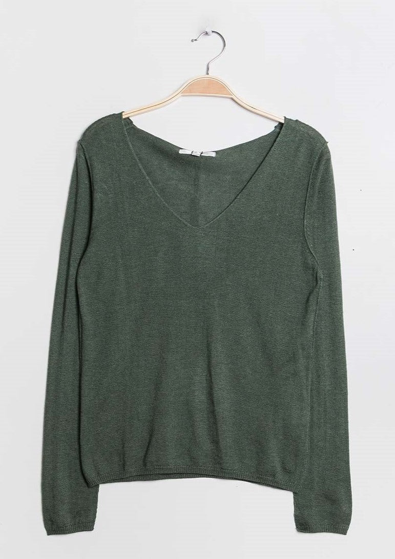 Pull col V en soie cachemire