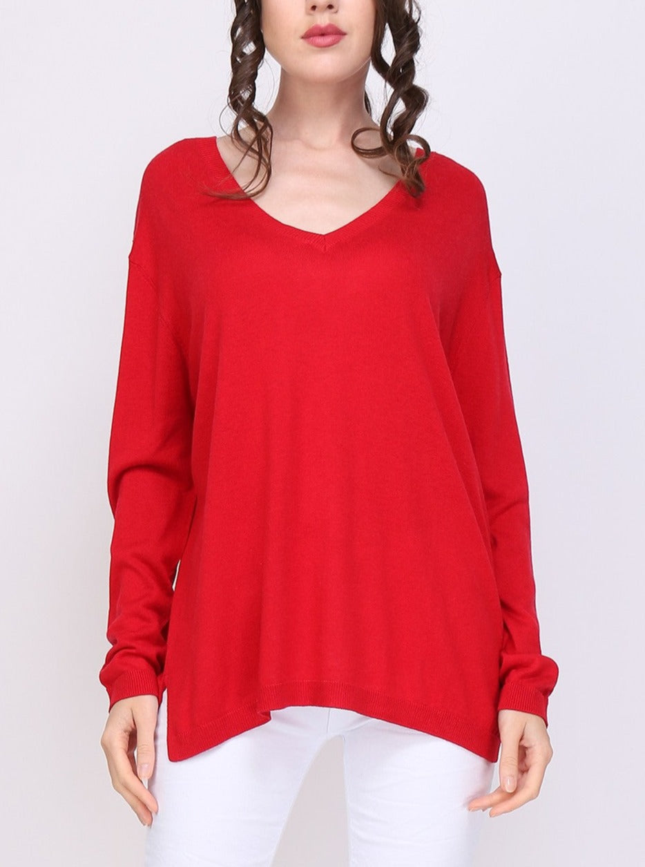 Pull V oversize en soie et cachemire