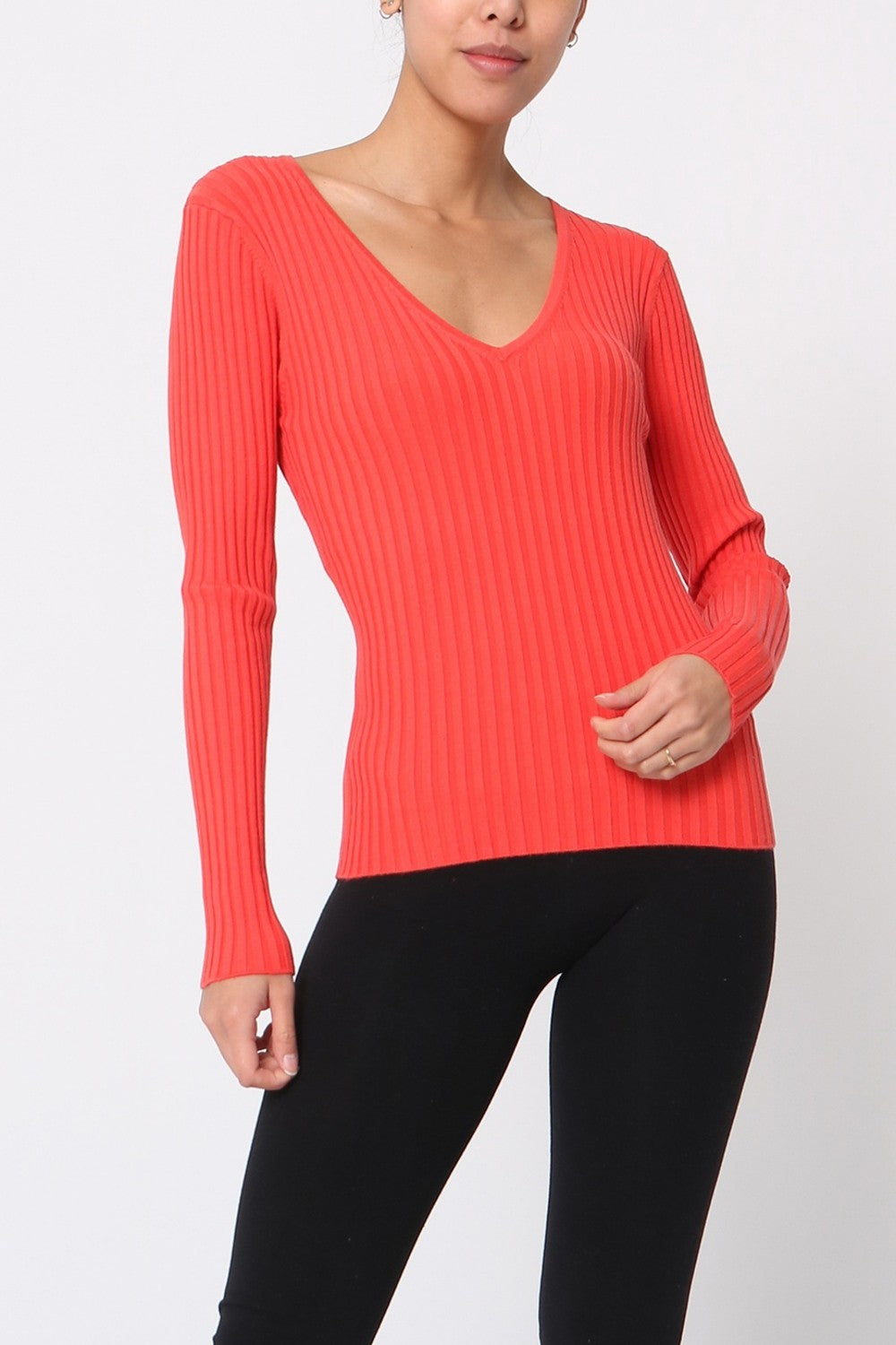 Pull V côtelé en soie